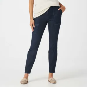 NWT Susan Graver Petite High Stretch Denim Zip Front Ankle Jeans. A372476 20WP