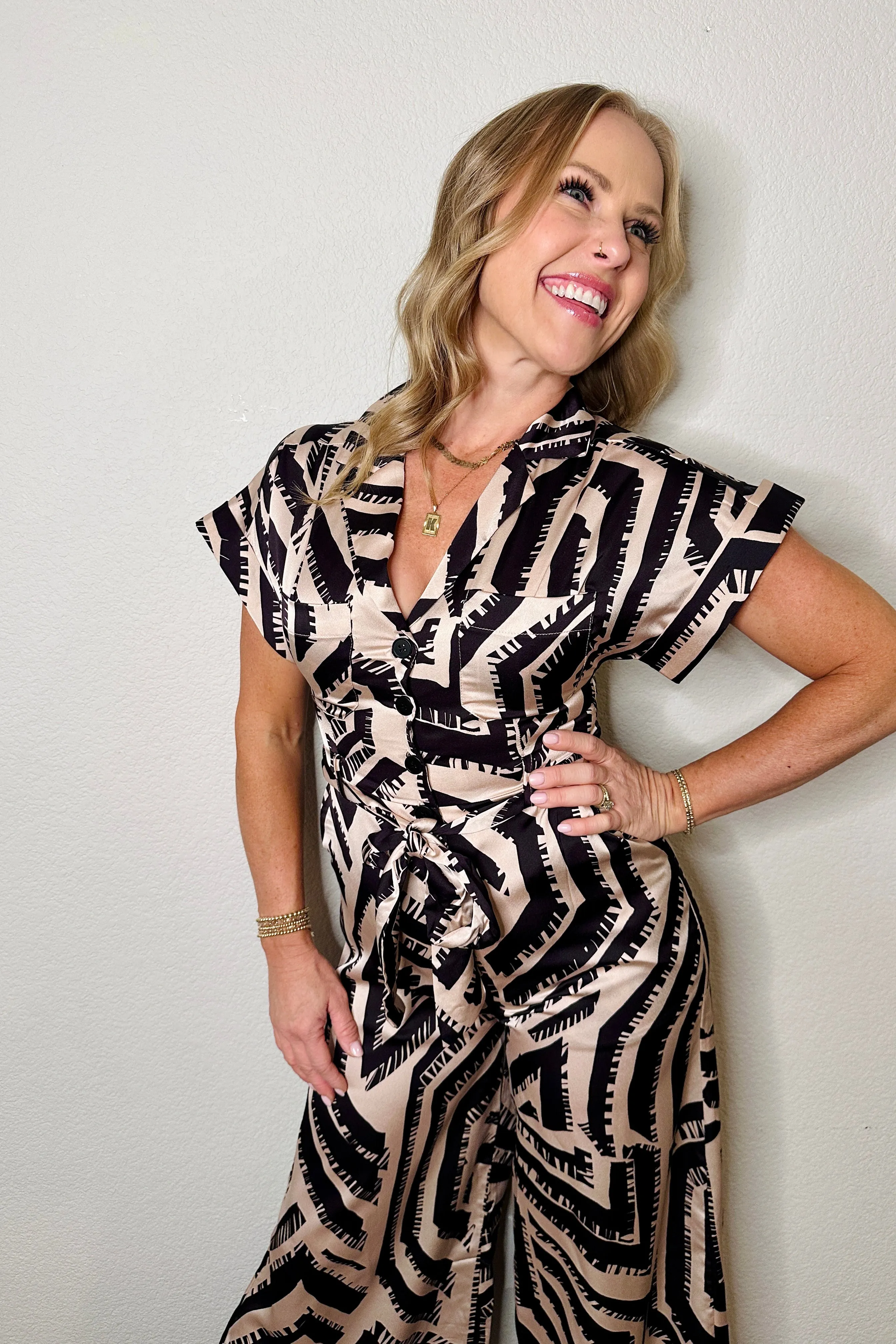 Off Limits Button Front Jumpsuit