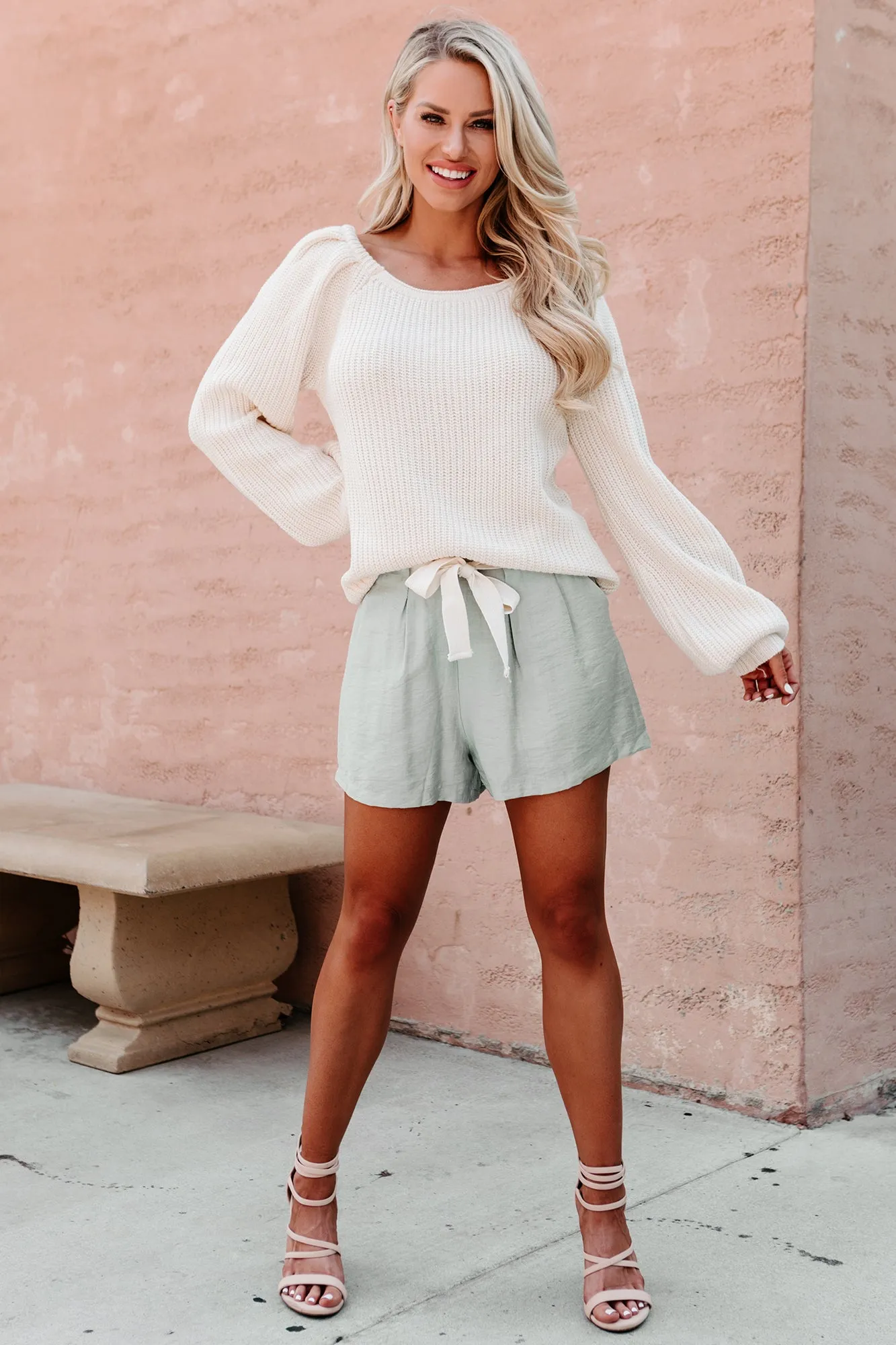 On Course Chunky Knit Bubble Sleeve Sweater (Ivory)