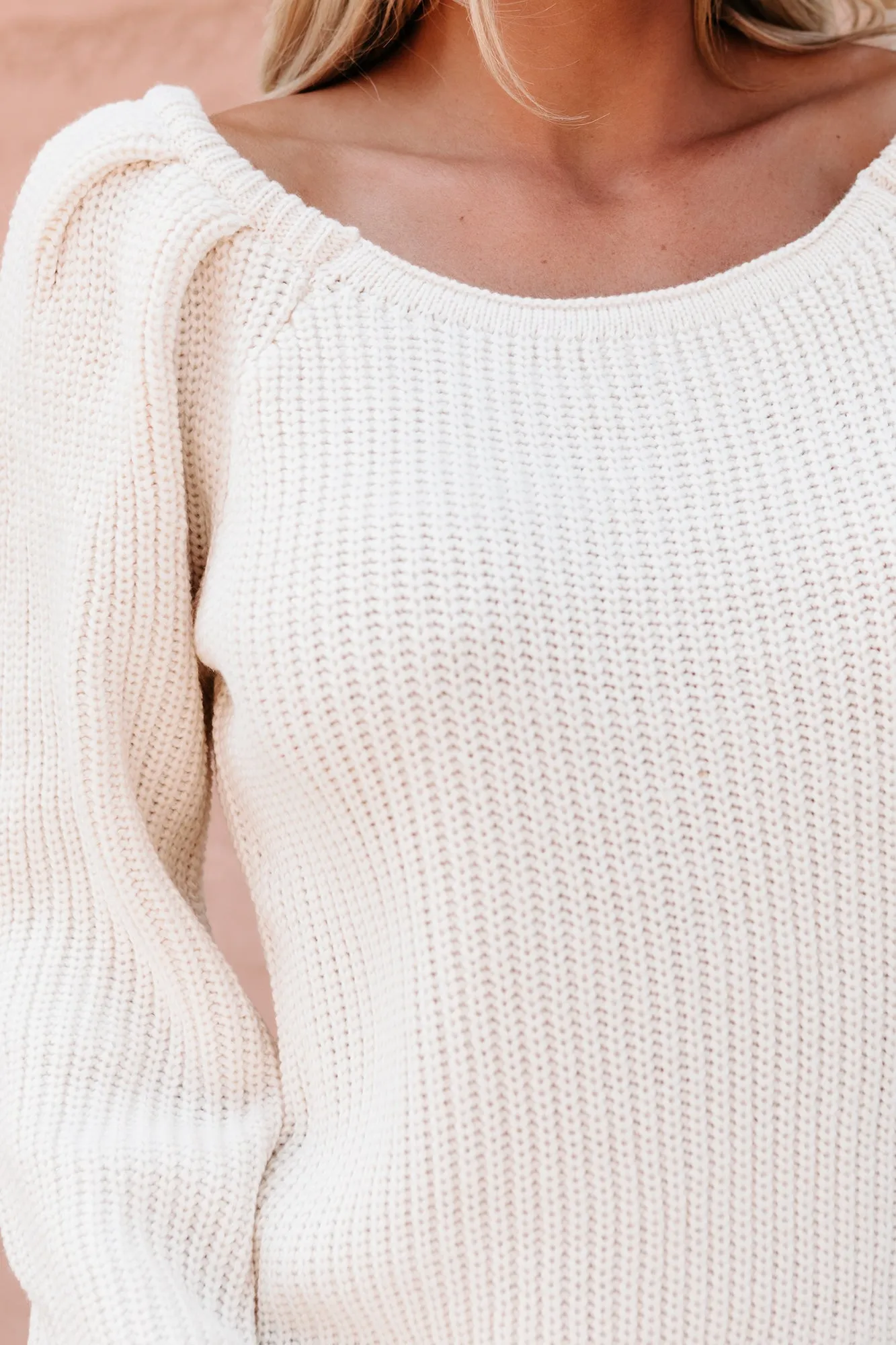 On Course Chunky Knit Bubble Sleeve Sweater (Ivory)
