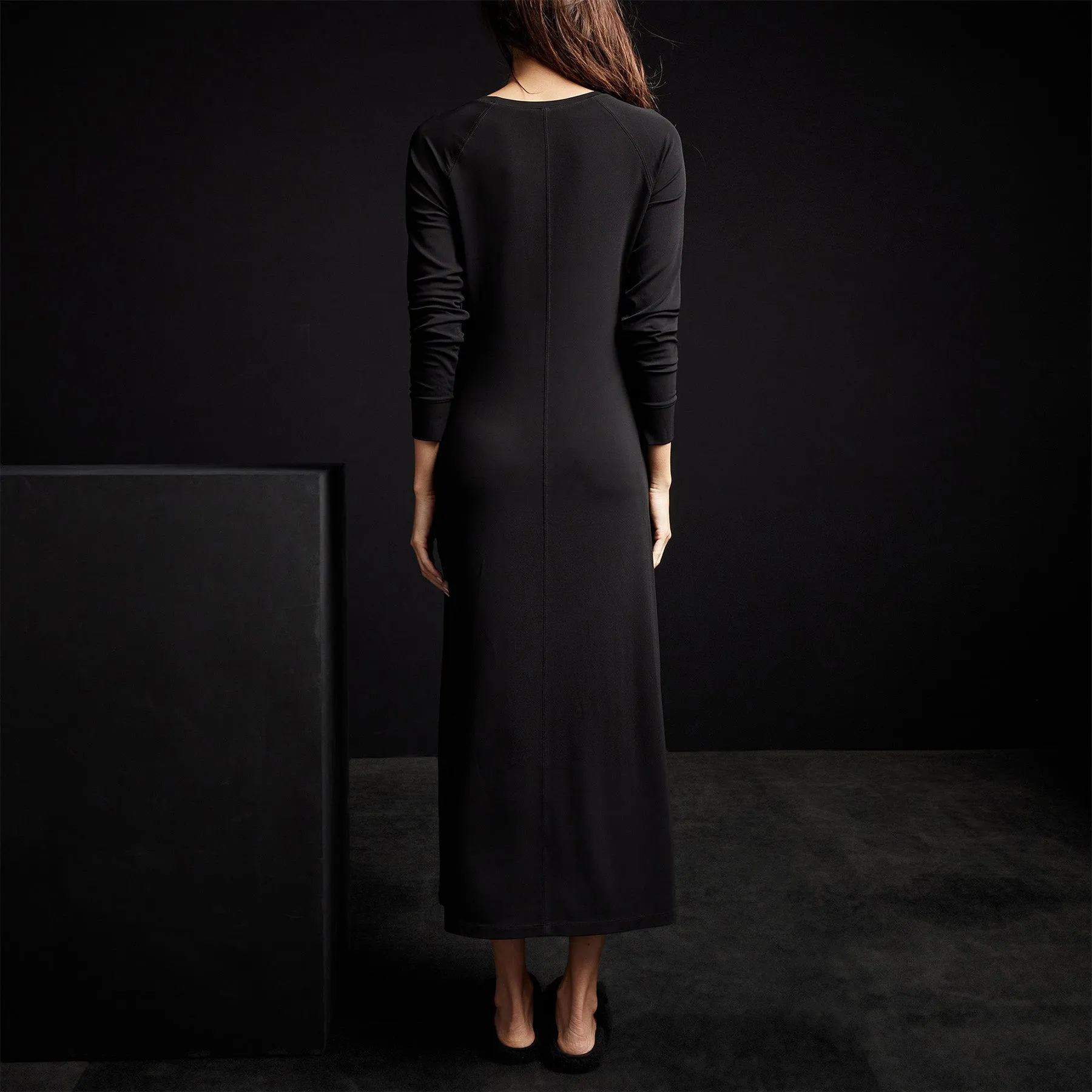 Open Seam Raglan Dress - Black