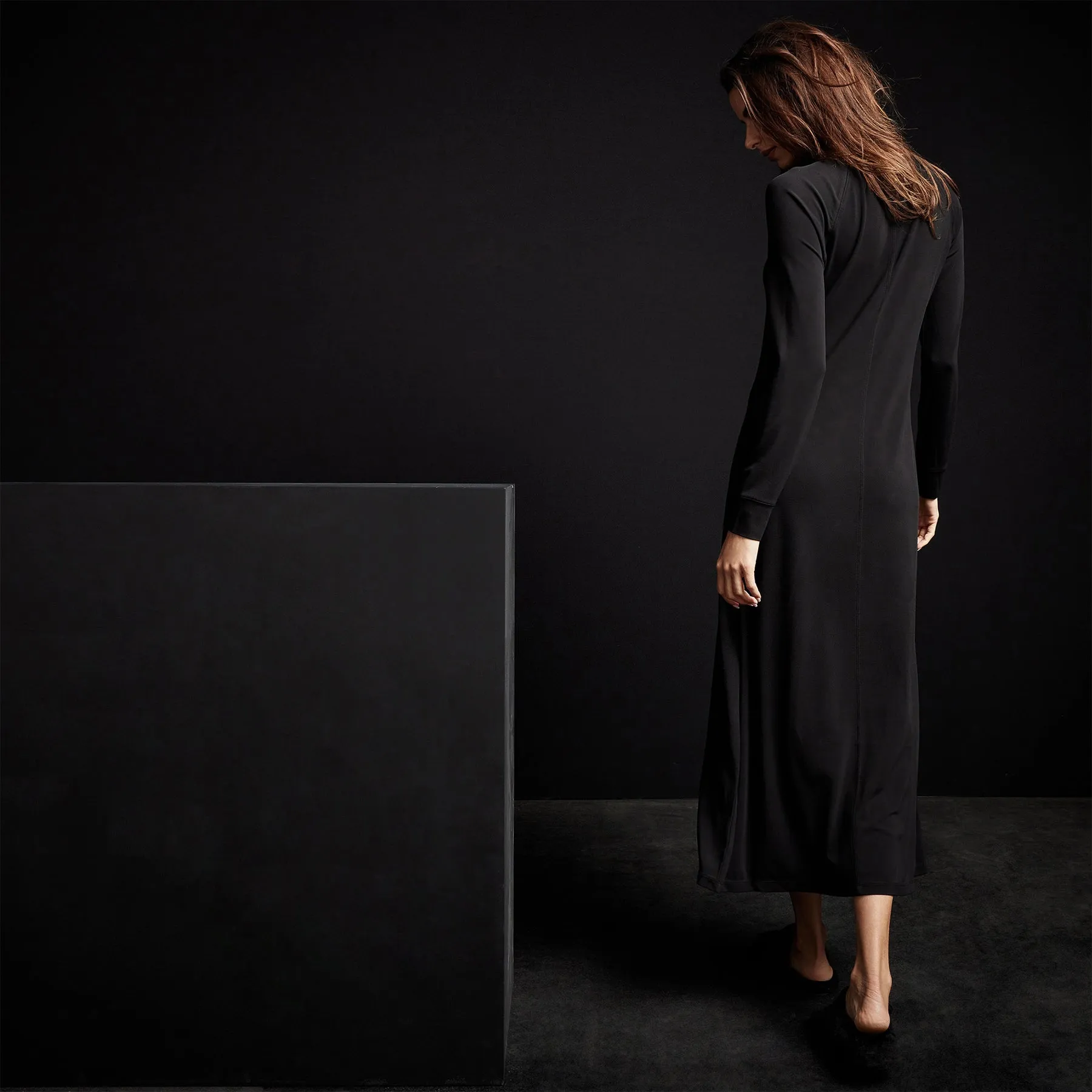 Open Seam Raglan Dress - Black