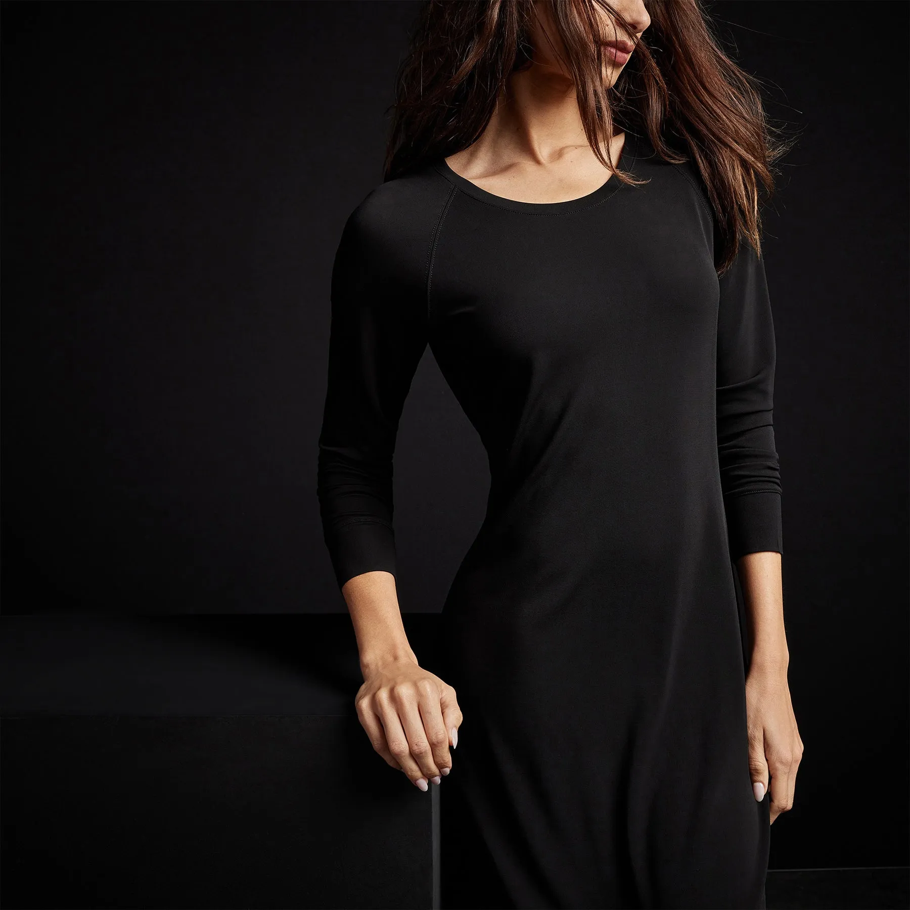 Open Seam Raglan Dress - Black