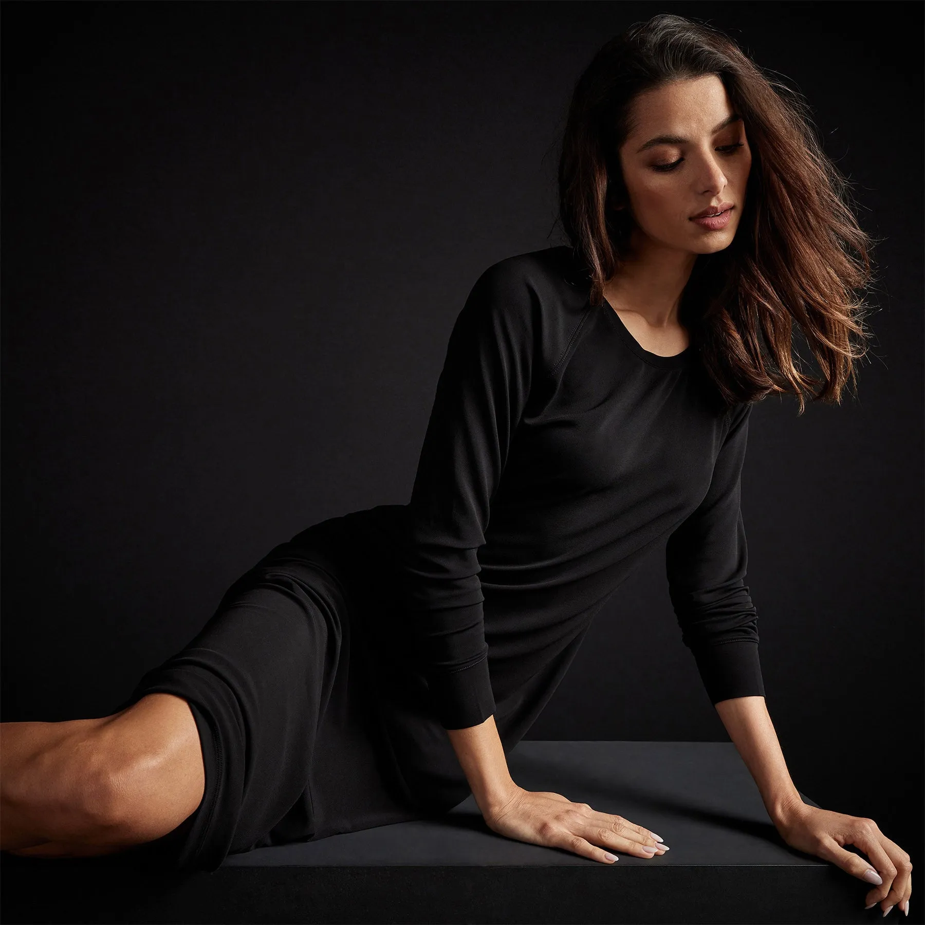 Open Seam Raglan Dress - Black