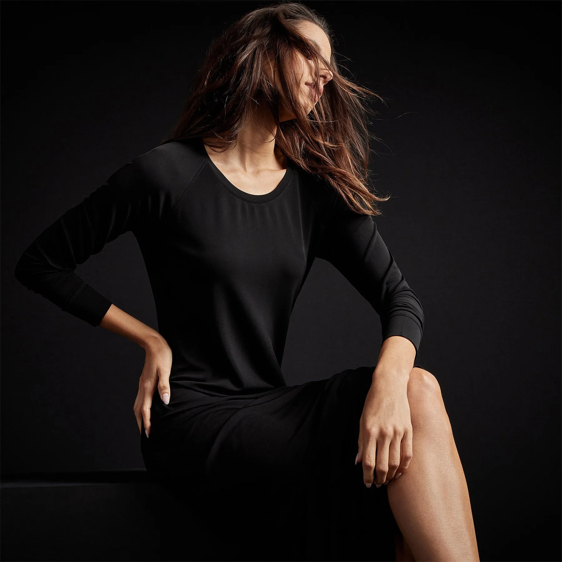 Open Seam Raglan Dress - Black