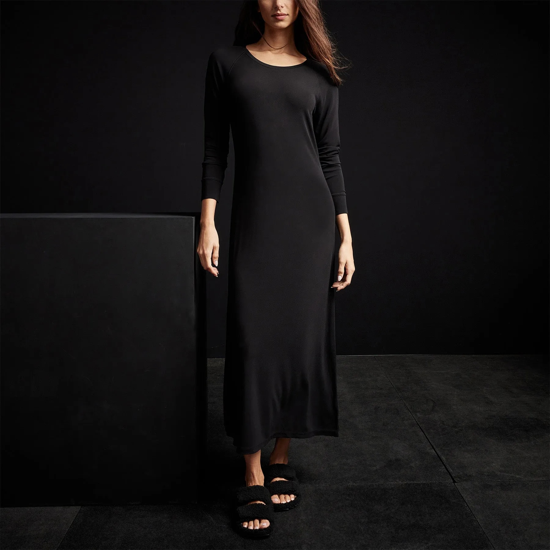 Open Seam Raglan Dress - Black