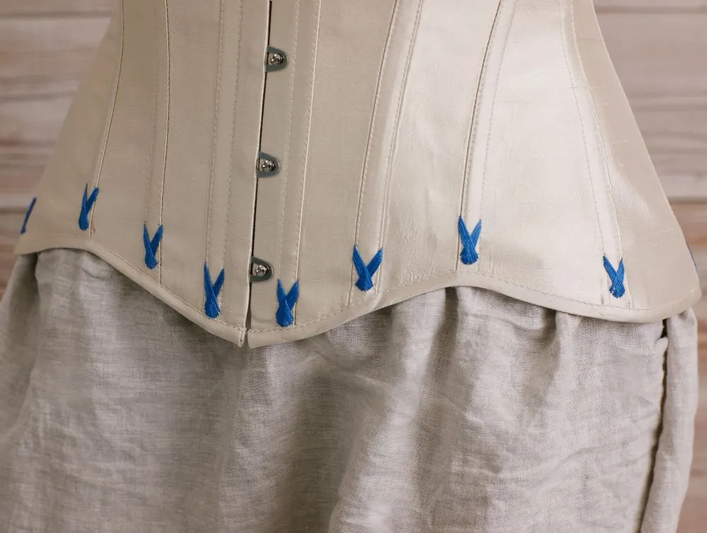 Overbust historical corset with flossing