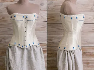 Overbust historical corset with flossing