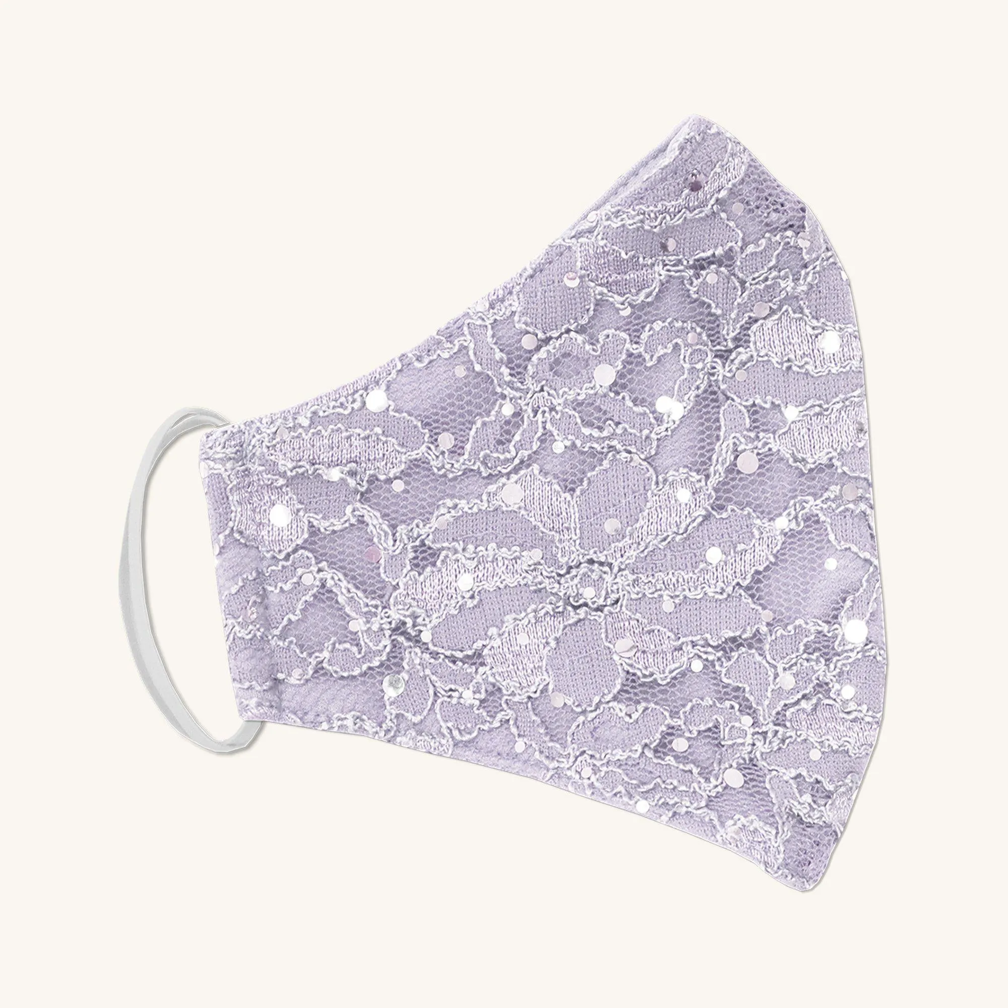 Pale Lavender Lace Sequin Mask