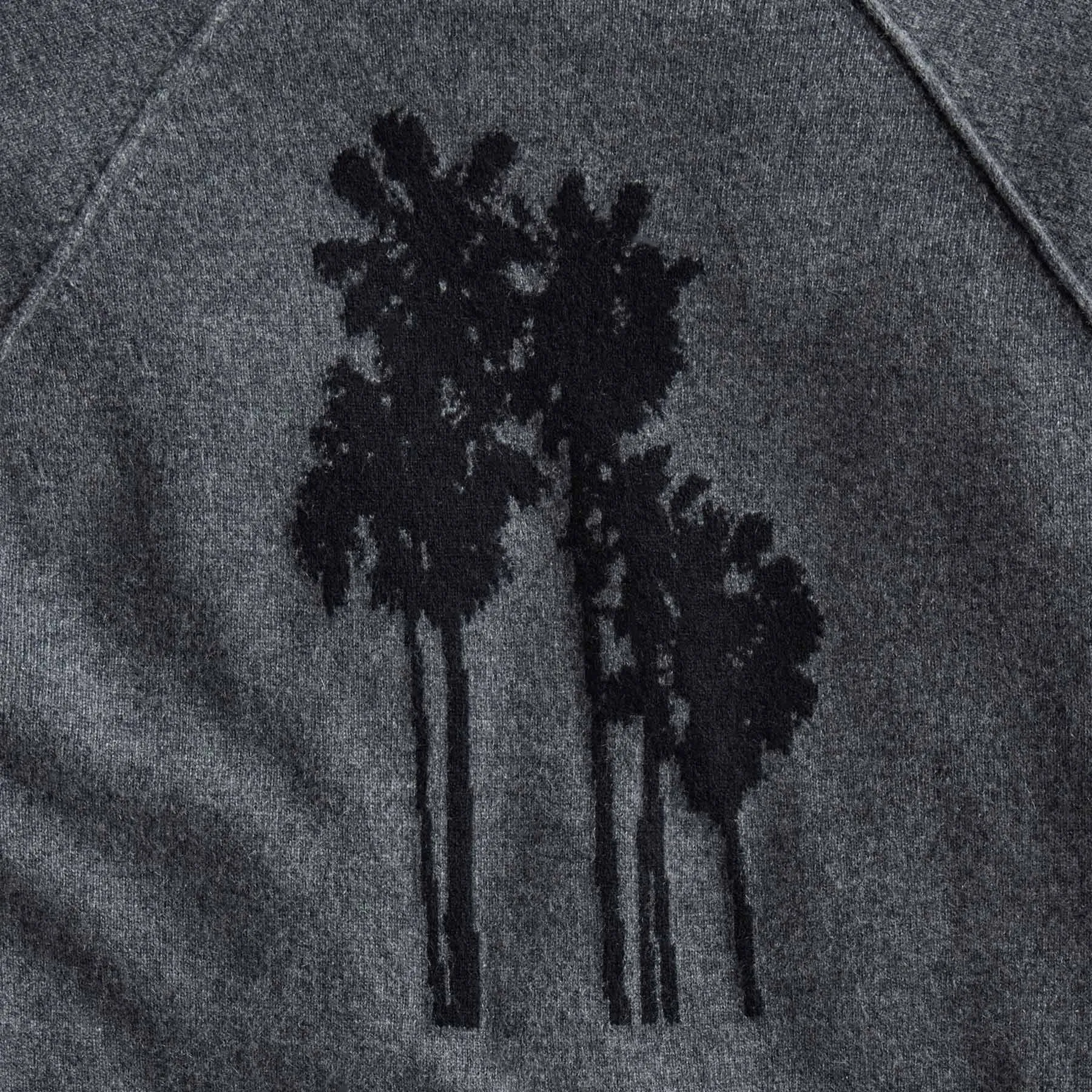 Palm Tree Cashmere Raglan - Flannel/Black