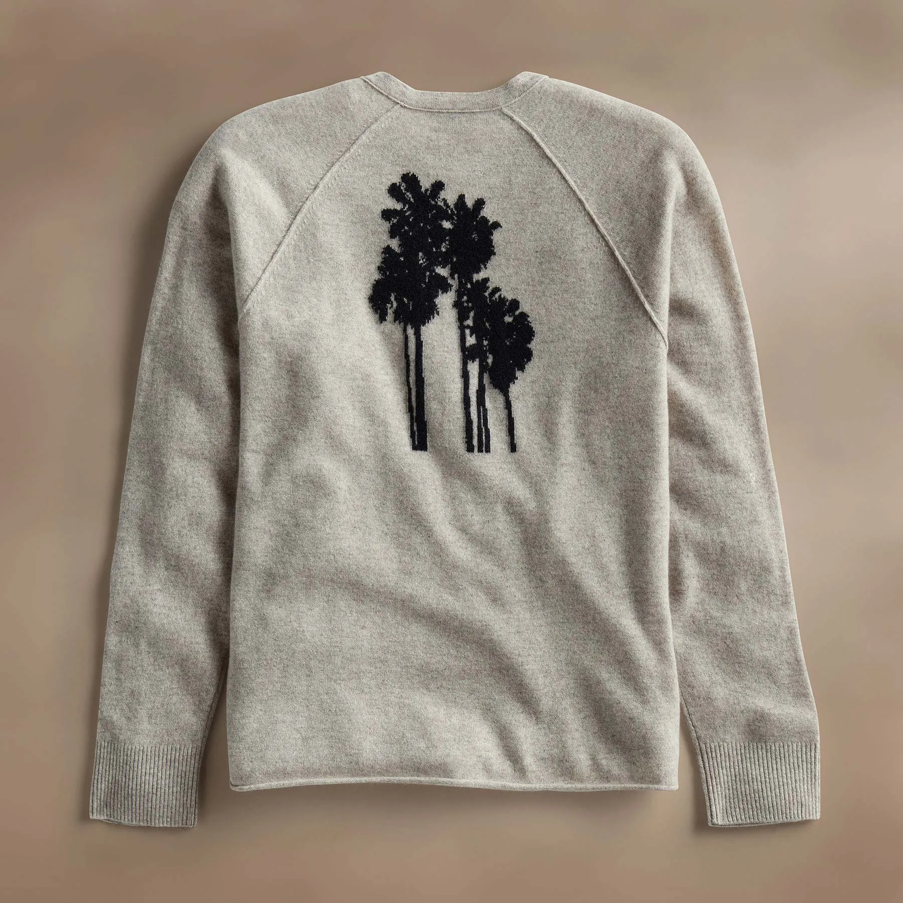 Palm Tree Cashmere Raglan - Stone/Black