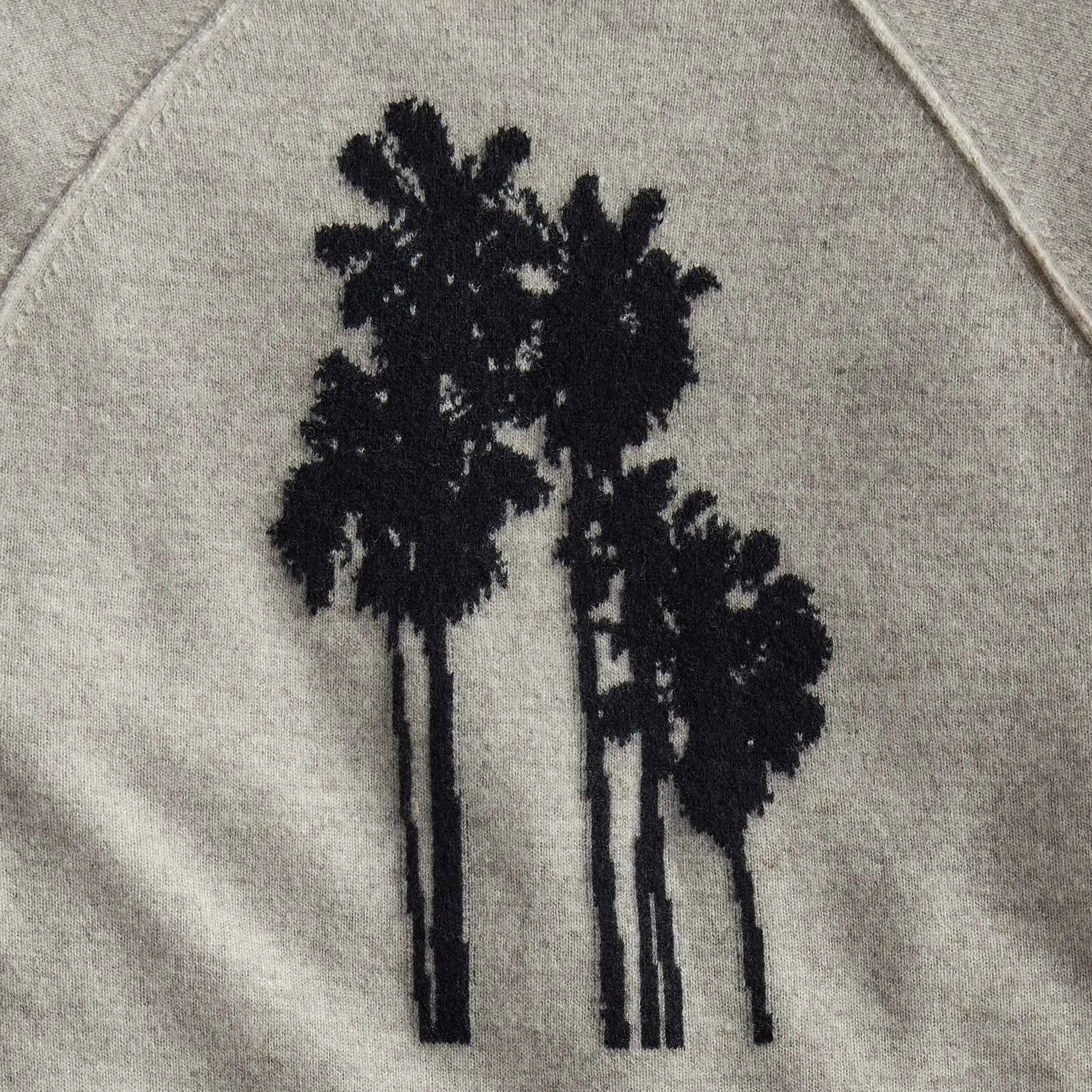Palm Tree Cashmere Raglan - Stone/Black
