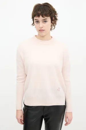 Pink Cashmere Embroidered Logo Sweater