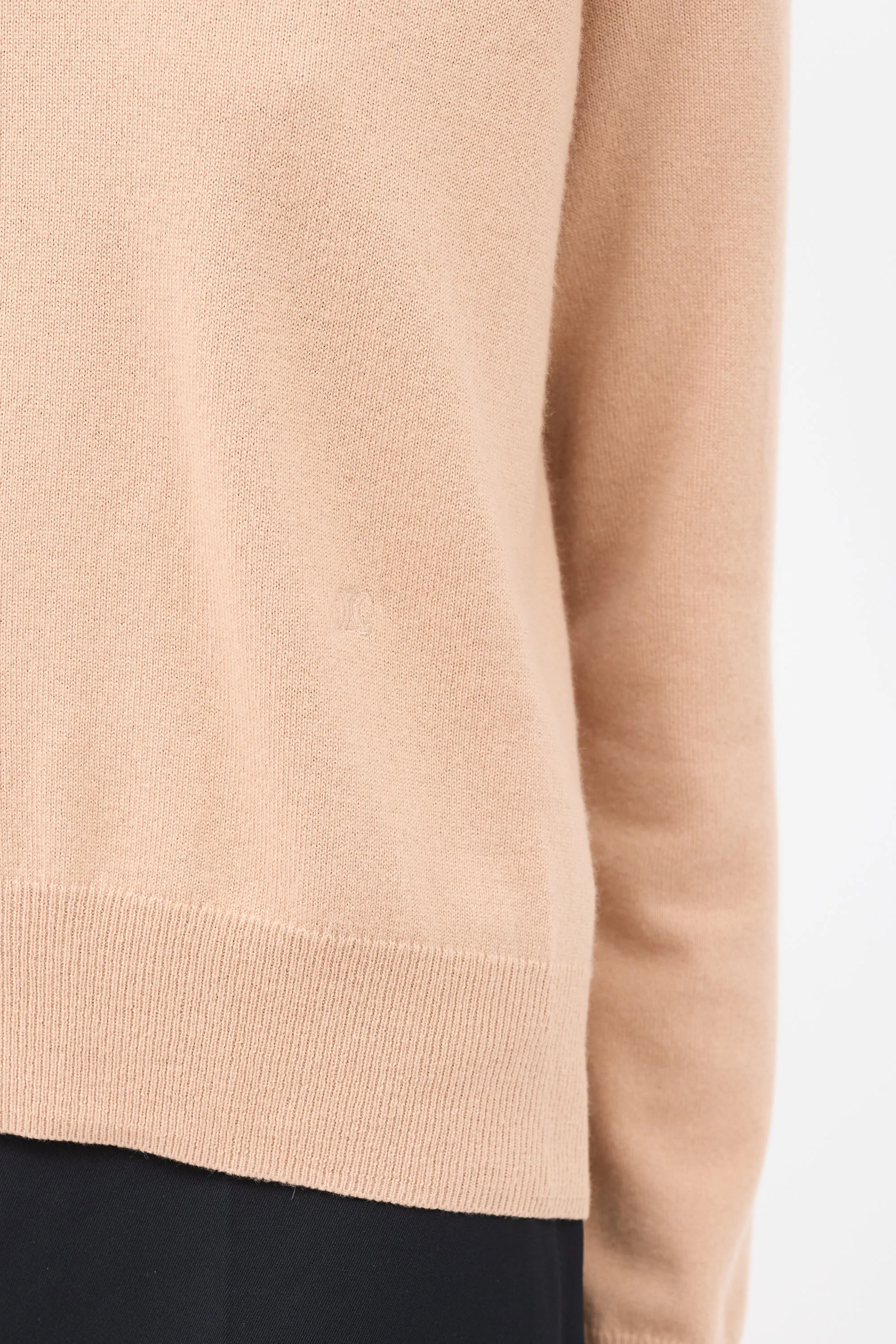 Pink Cashmere Embroidered Round Neck Sweater