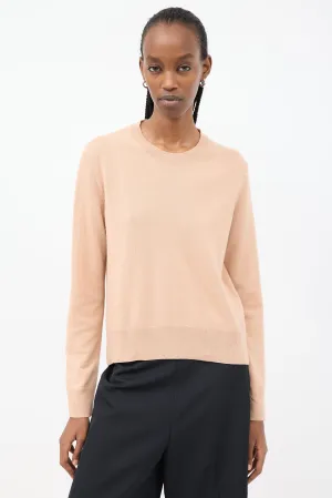 Pink Cashmere Embroidered Round Neck Sweater
