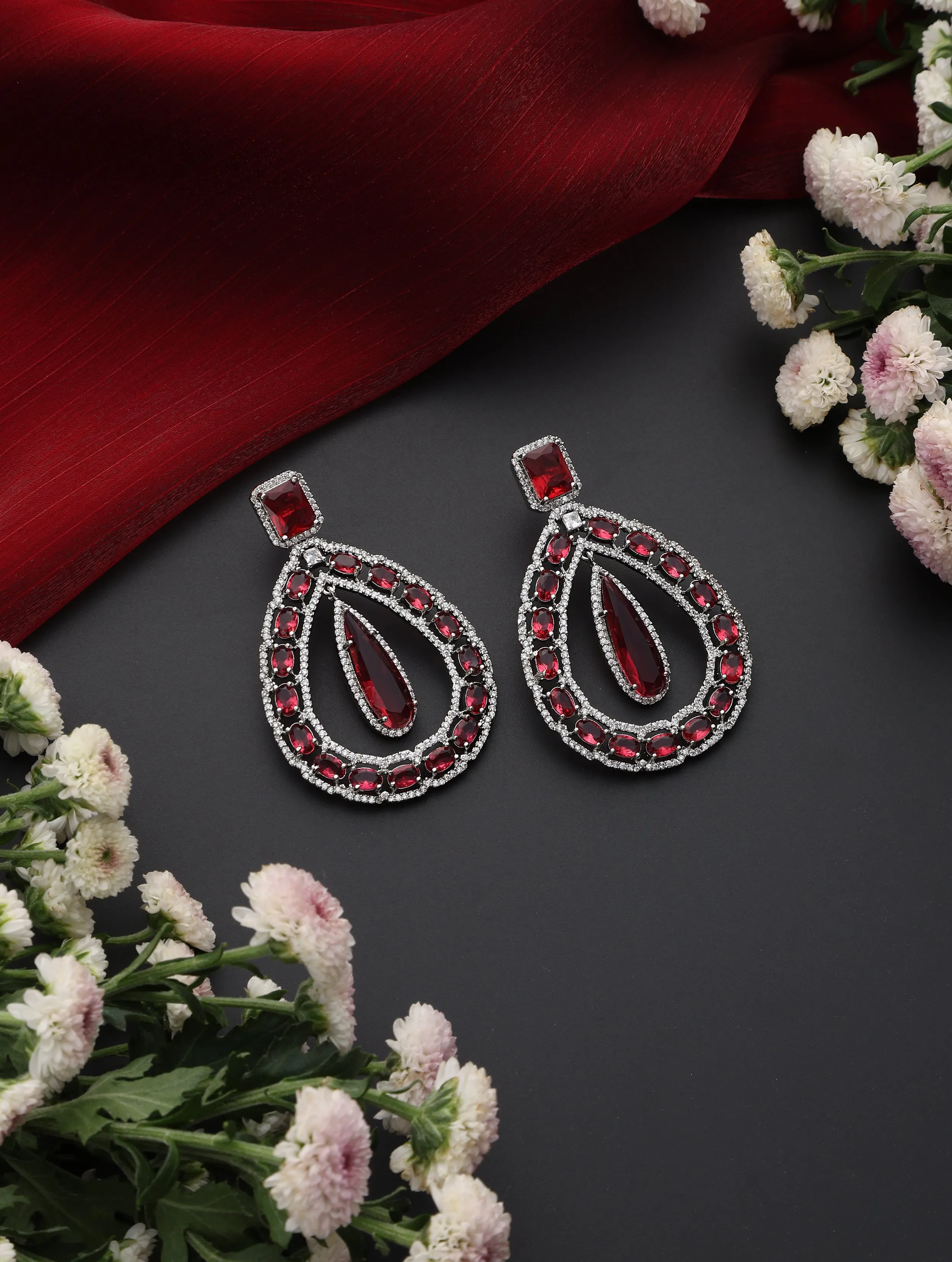 Pink Loops American Diamond Earrings