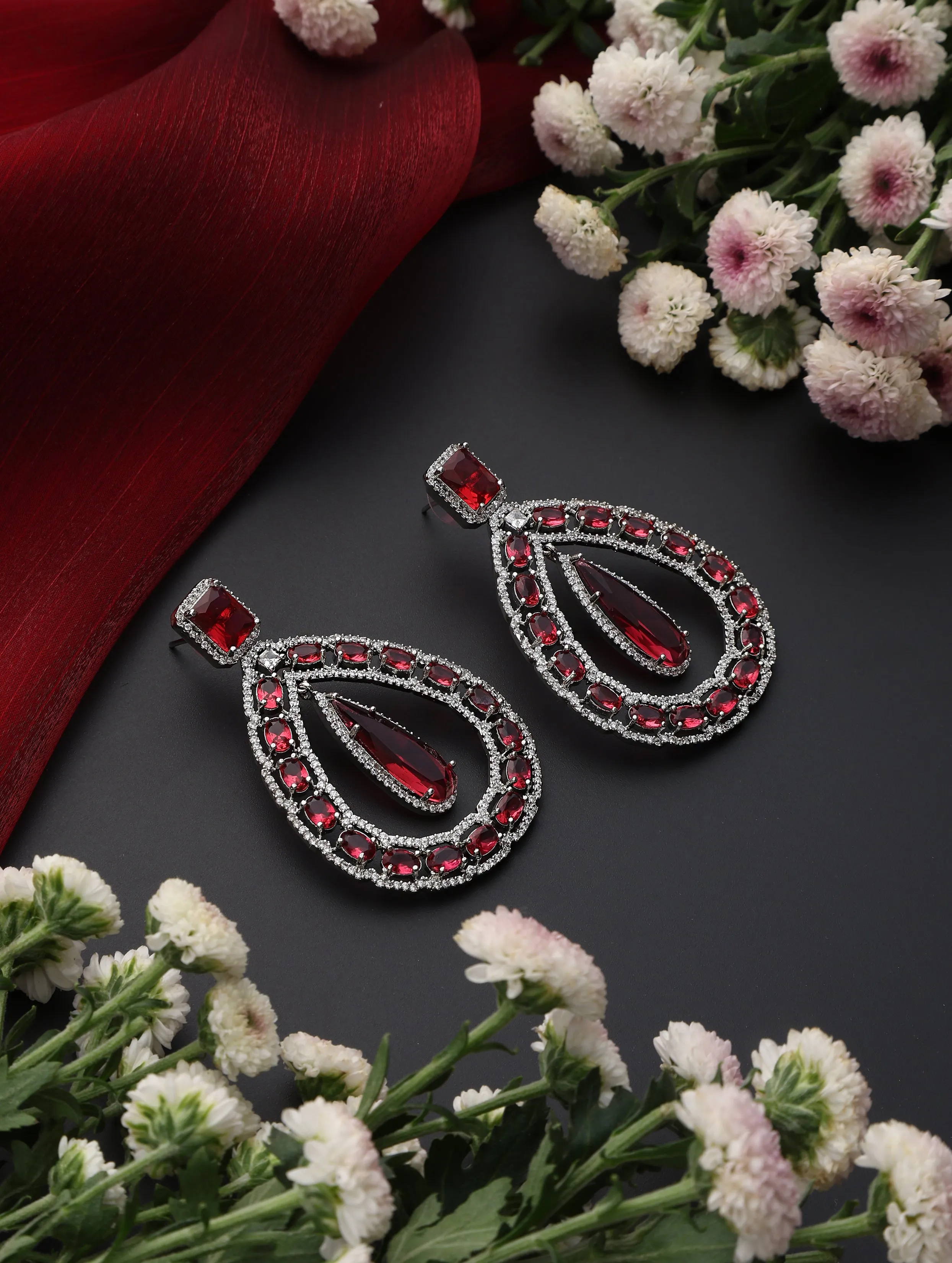Pink Loops American Diamond Earrings