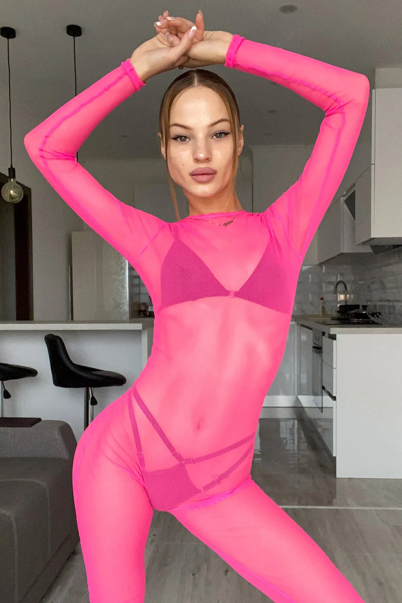 Pinkcore Mesh Jumpsuit