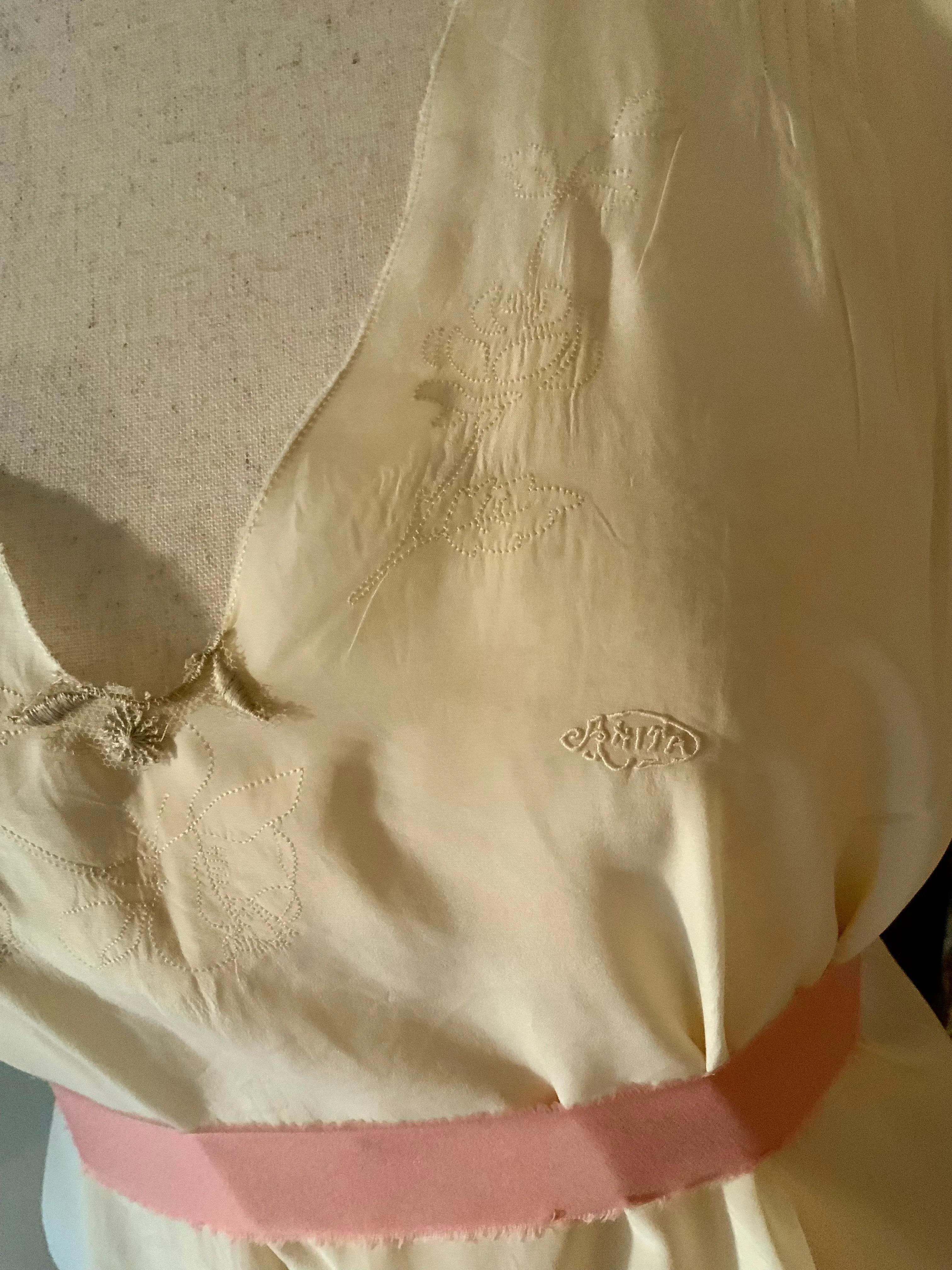 Pure Silk Nightgown - Embroidered - 20s - 20P