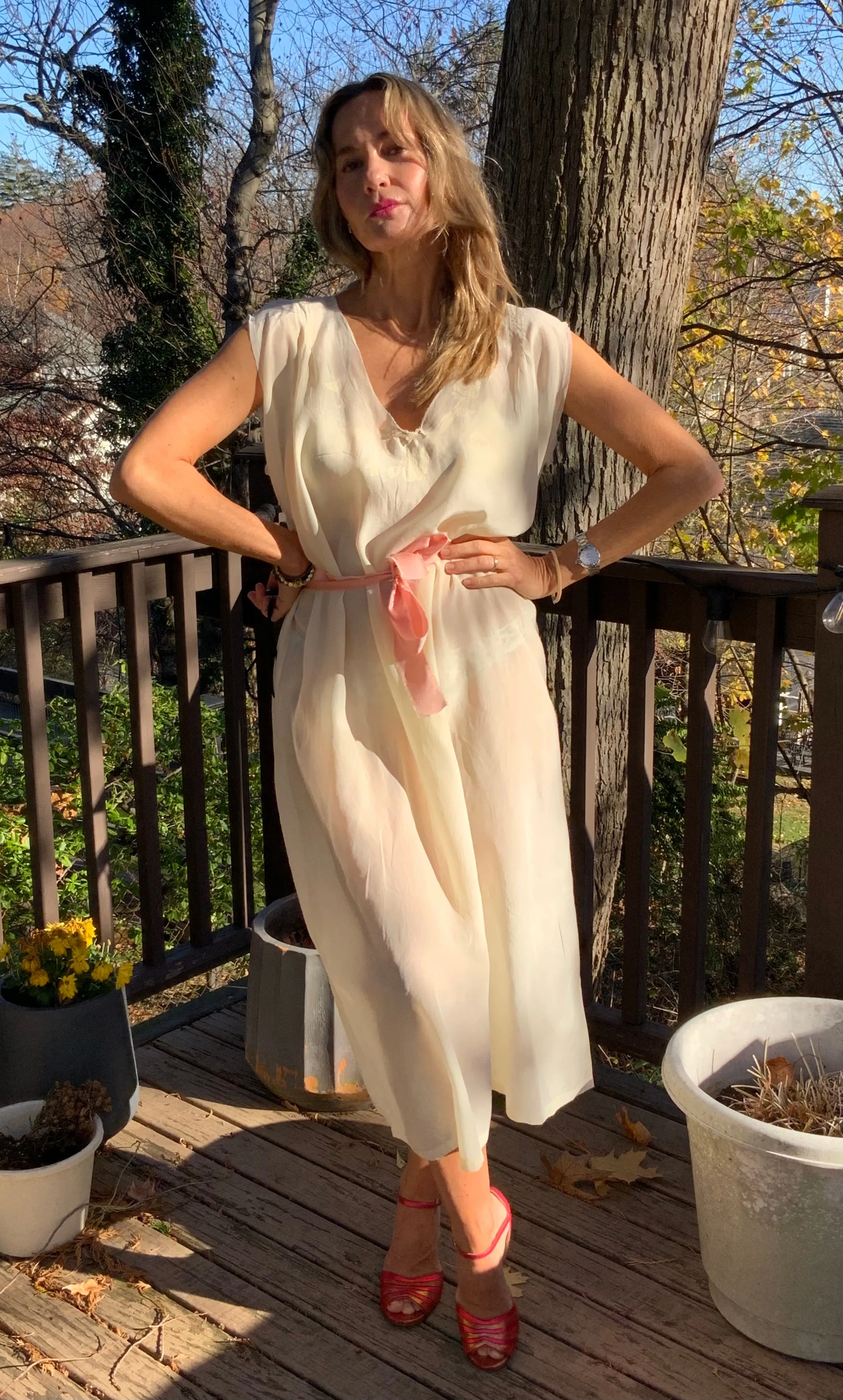 Pure Silk Nightgown - Embroidered - 20s - 20P