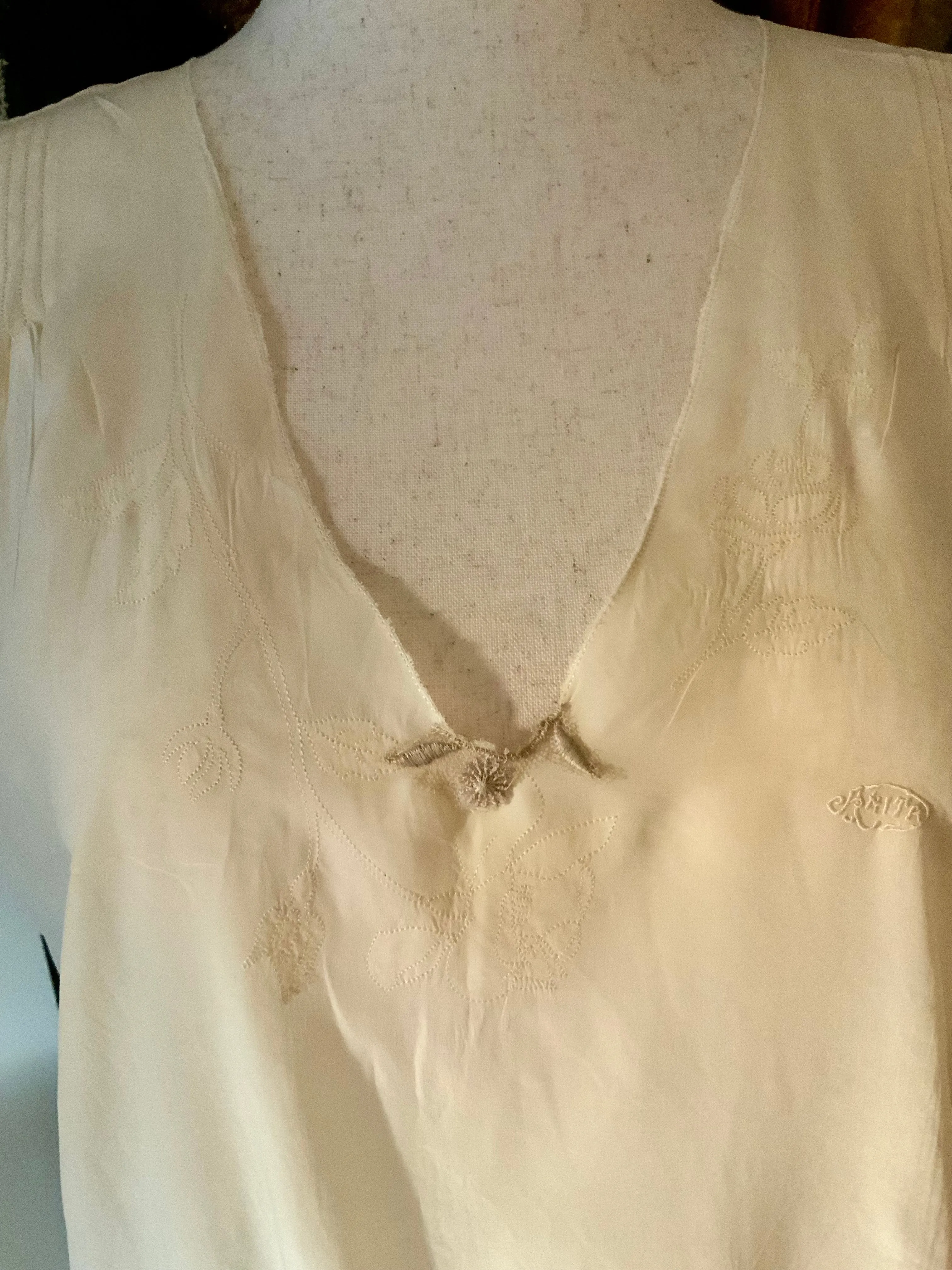 Pure Silk Nightgown - Embroidered - 20s - 20P