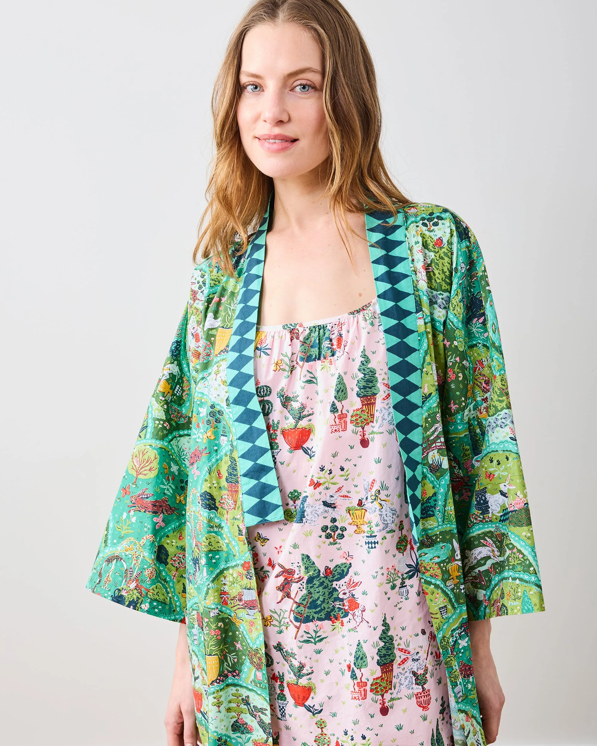 Rabbit Topiary - Cami Nightgown - Easter Pink