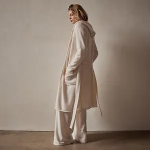 Recycled Cashmere Hooded Robe - Ivory