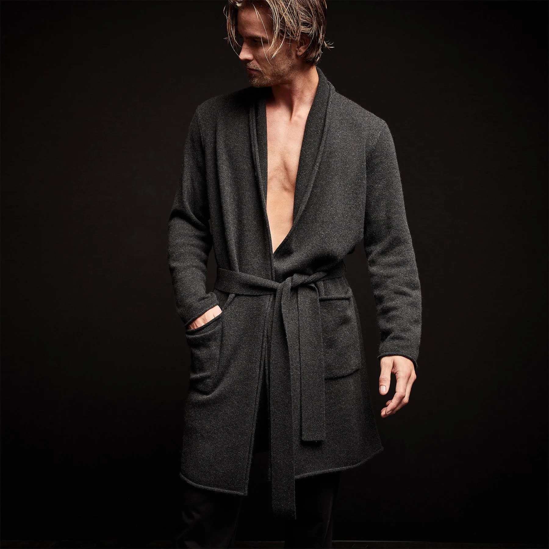 Recycled Cashmere Robe - Coal
