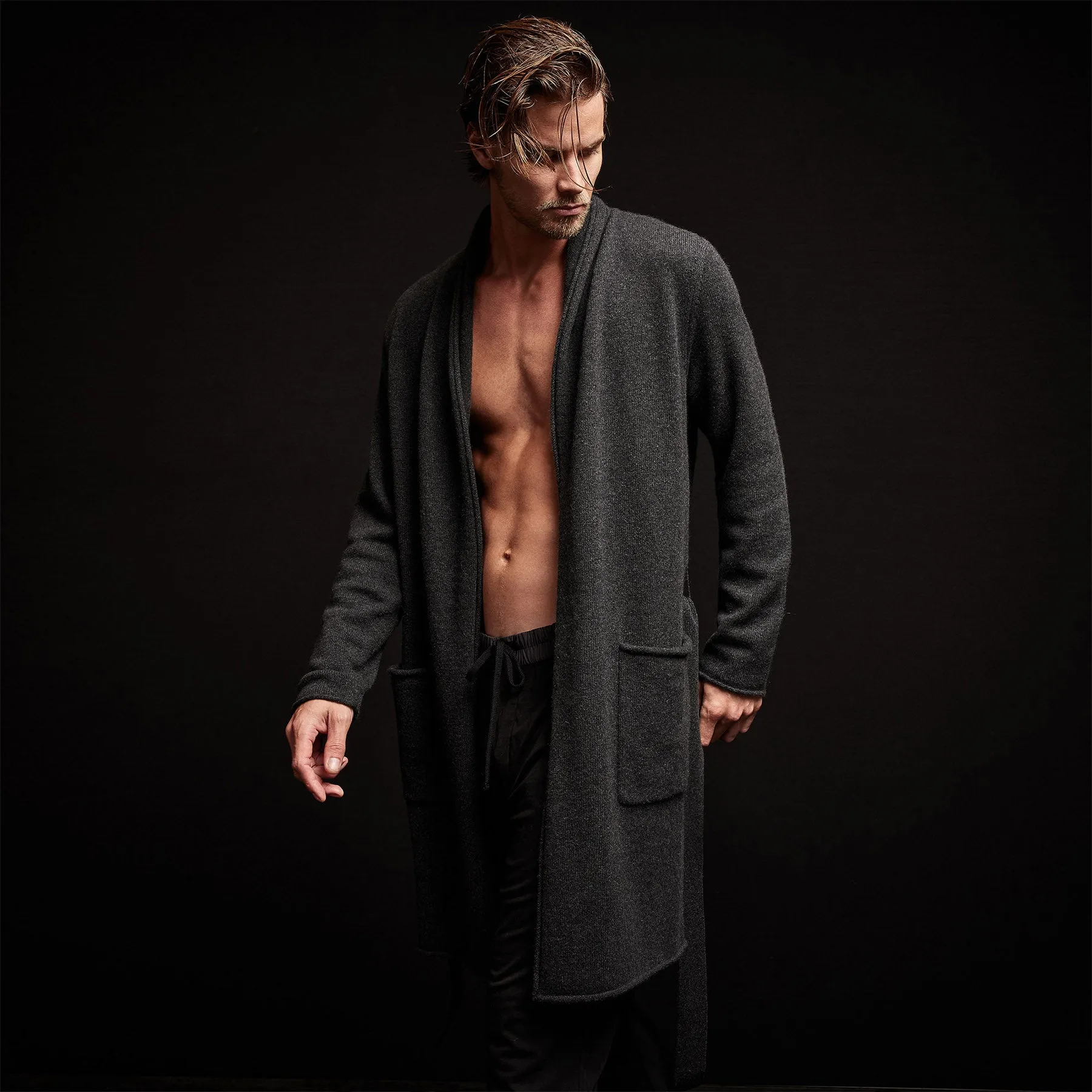 Recycled Cashmere Robe - Coal