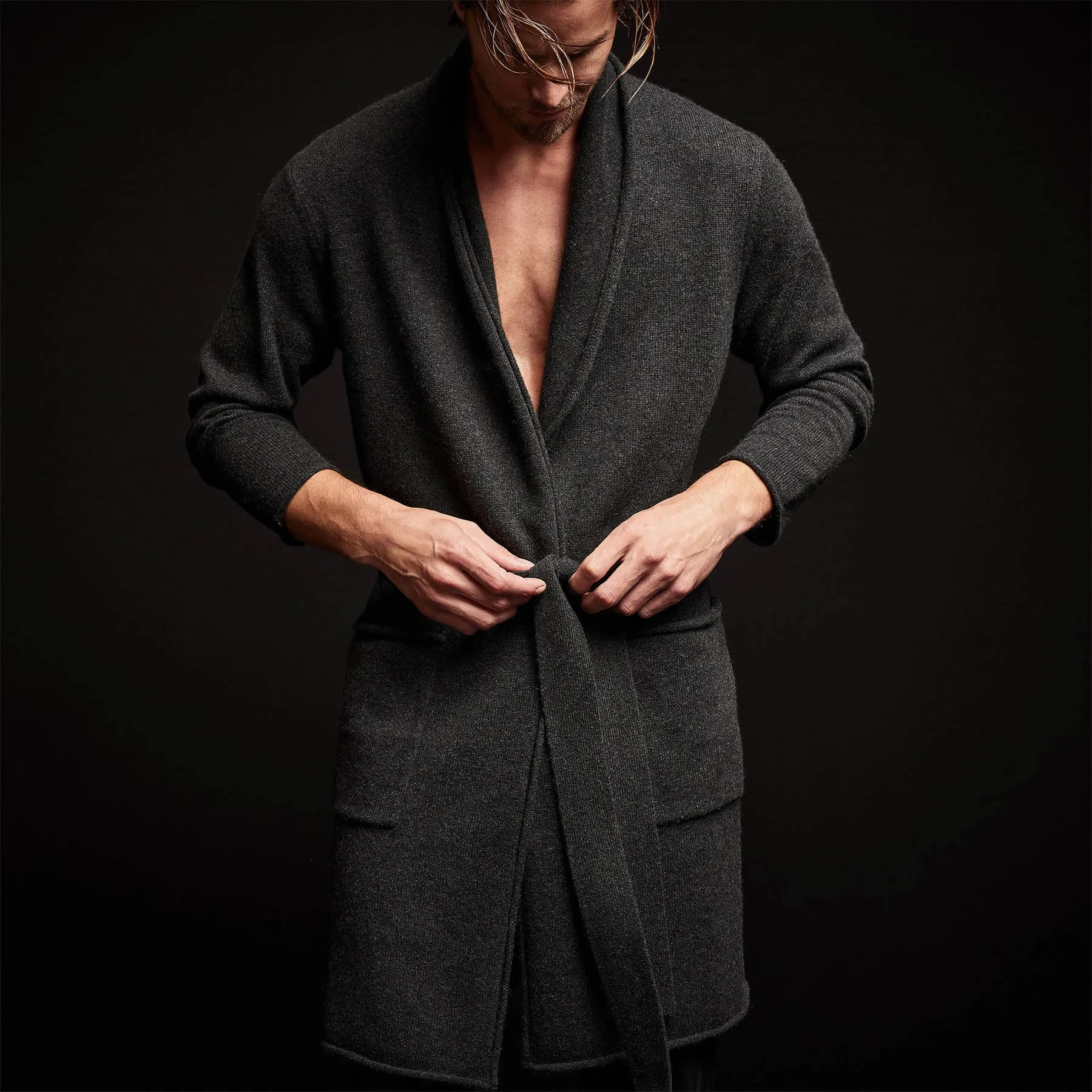 Recycled Cashmere Robe - Coal