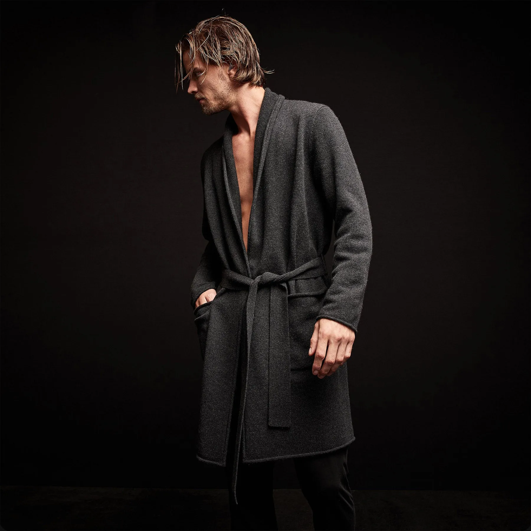 Recycled Cashmere Robe - Coal
