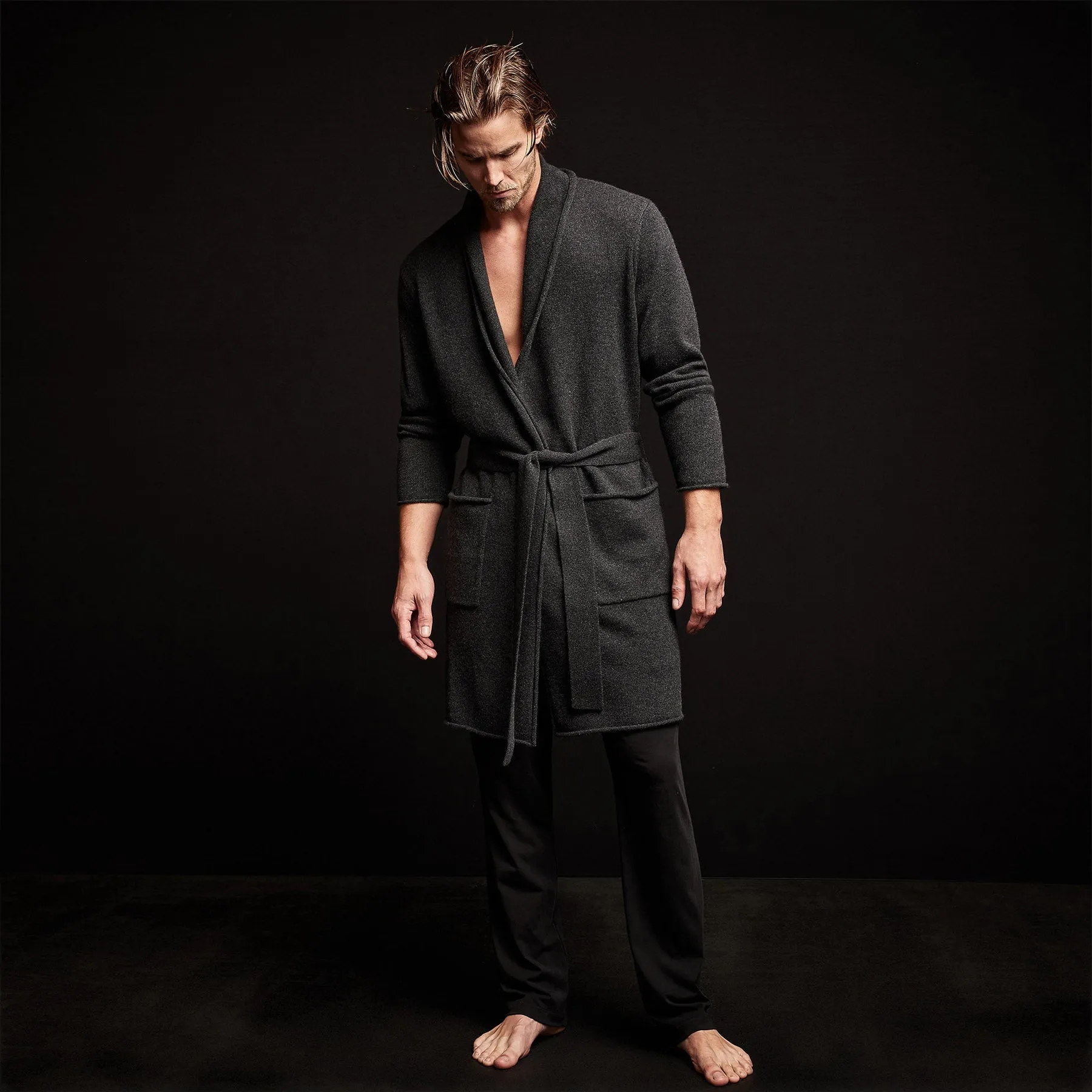 Recycled Cashmere Robe - Coal