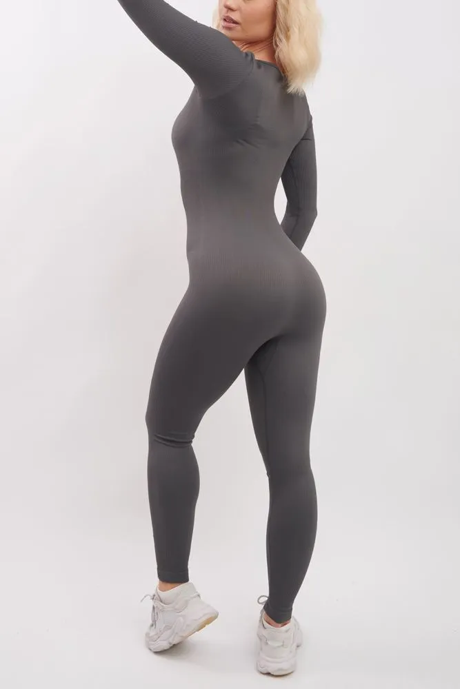 Ribbed Nylon Seamless Jumpsuit