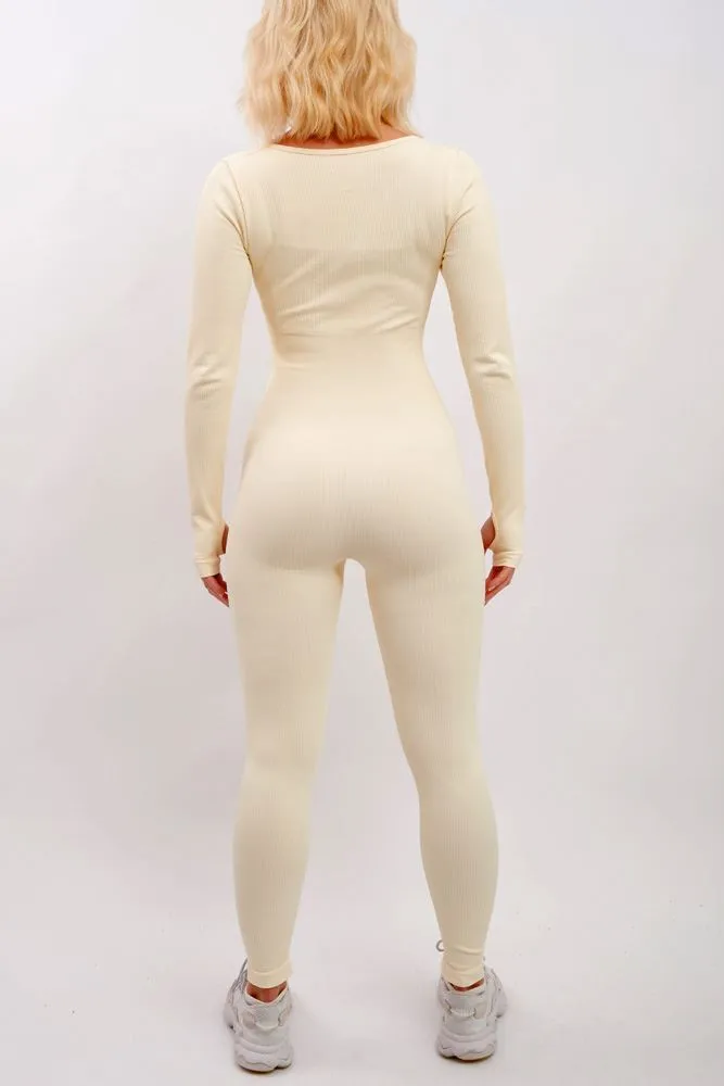 Ribbed Nylon Seamless Jumpsuit