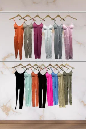 Ribbed Nylon Strappy Jumpsuit