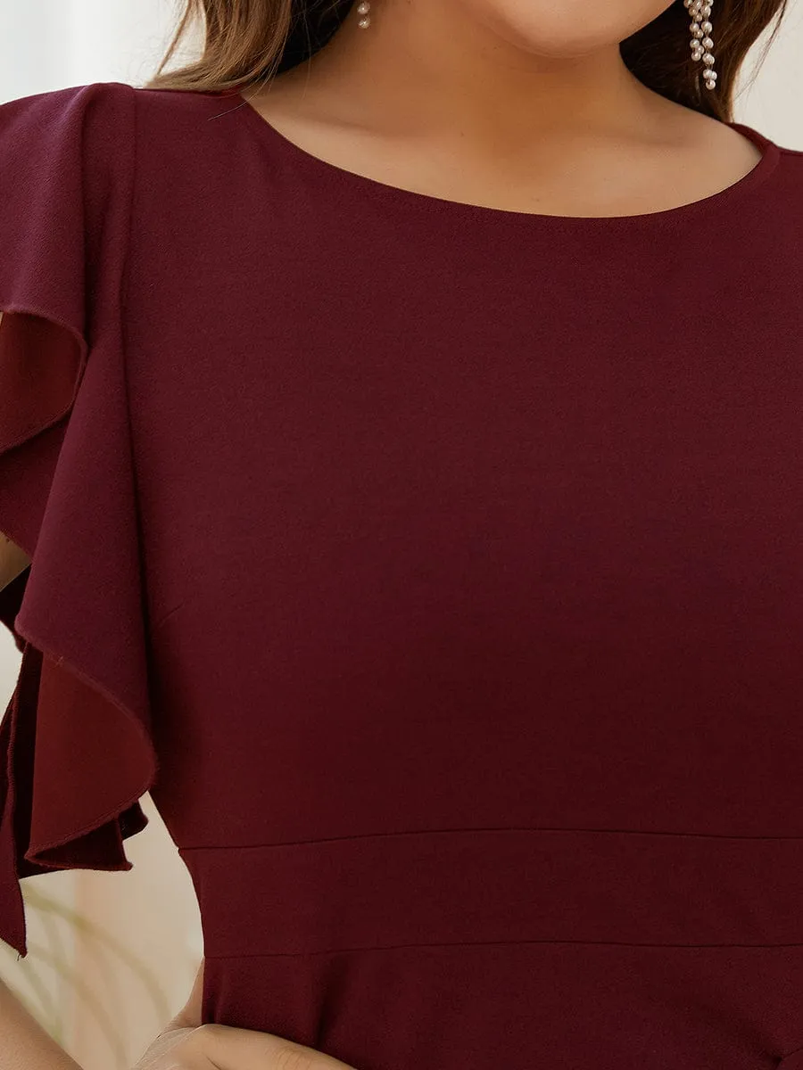 Robe longue fendue sur le devant asymétriques à volants Col U(Vente finale)