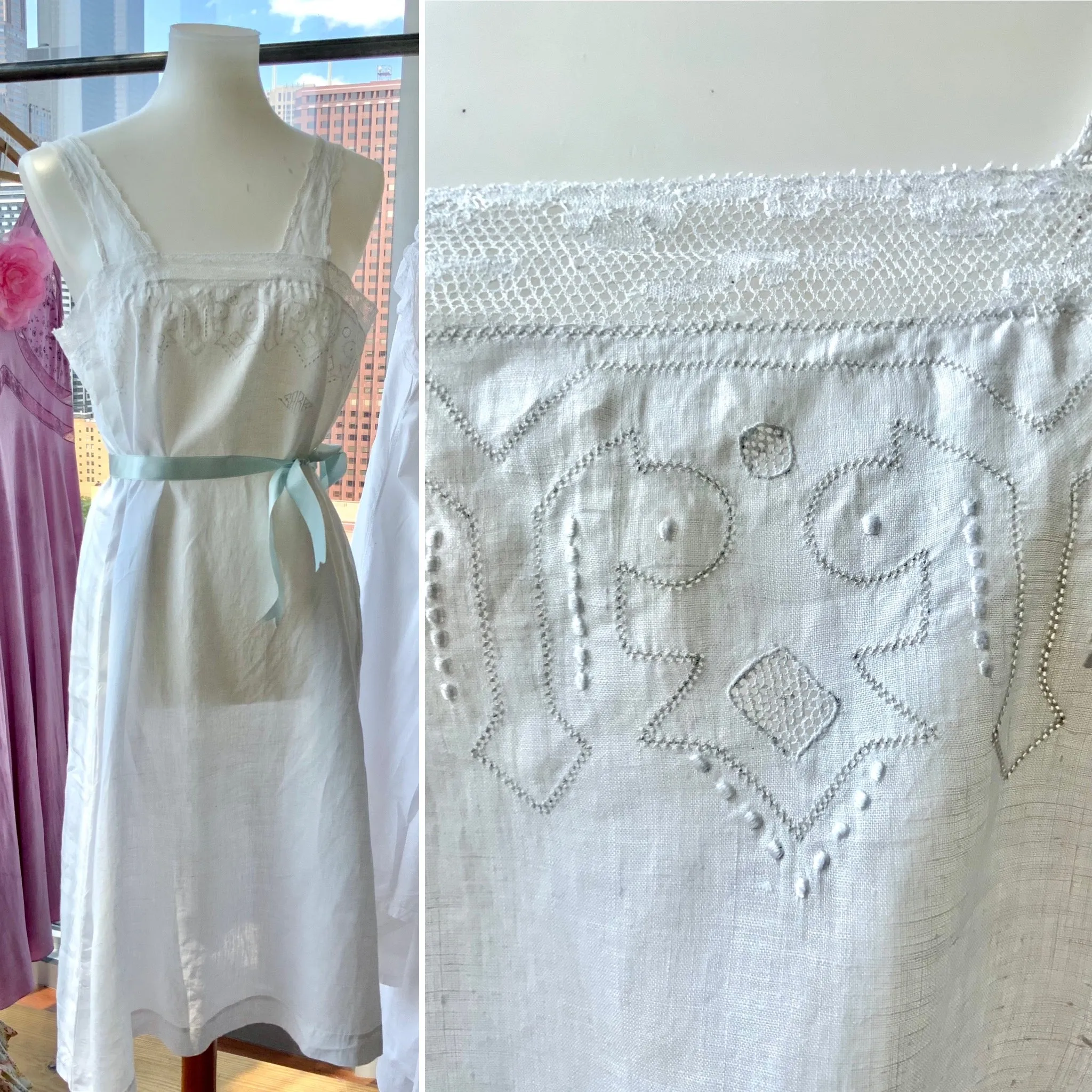 Sara Antique Cotton Slip Dress - 1900