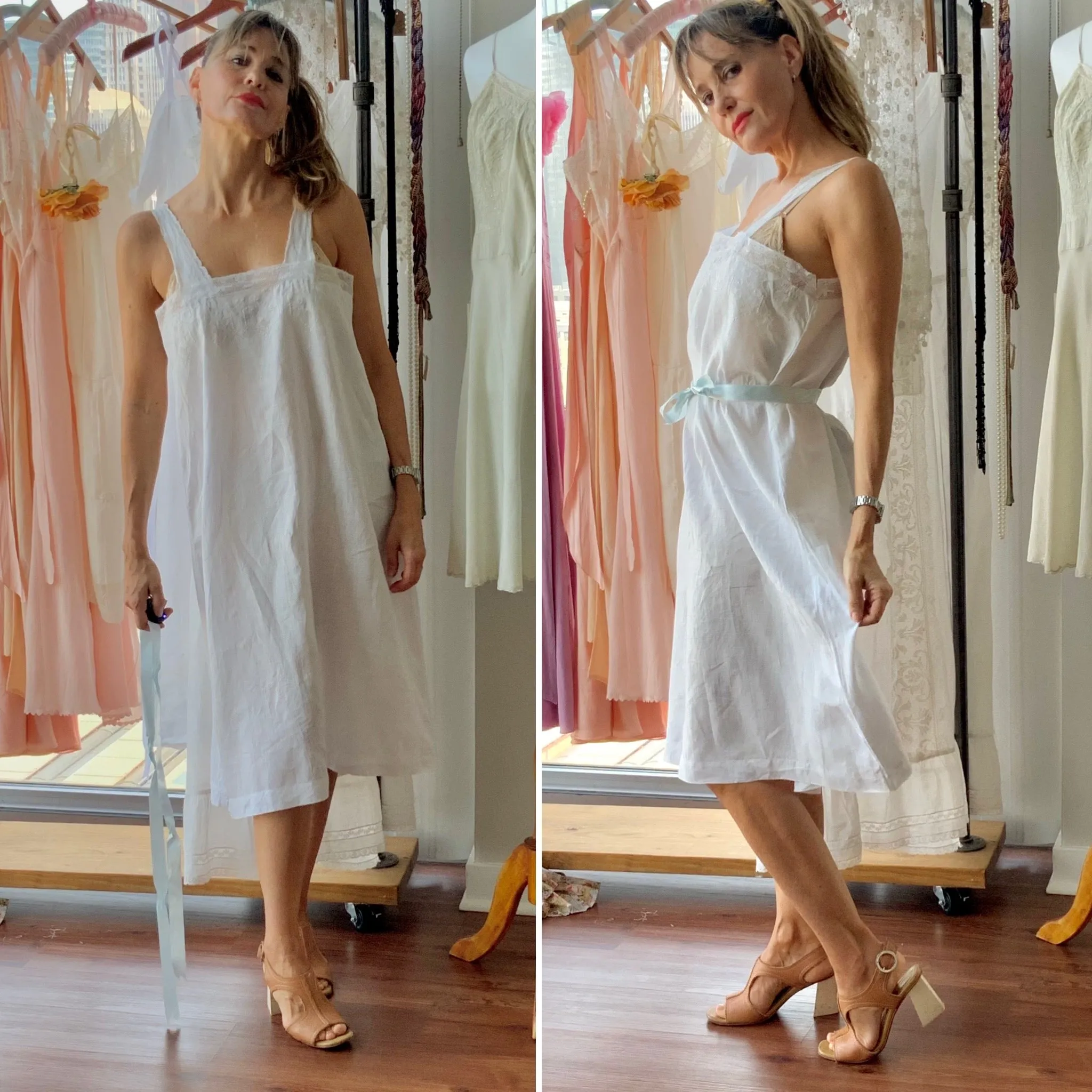 Sara Antique Cotton Slip Dress - 1900