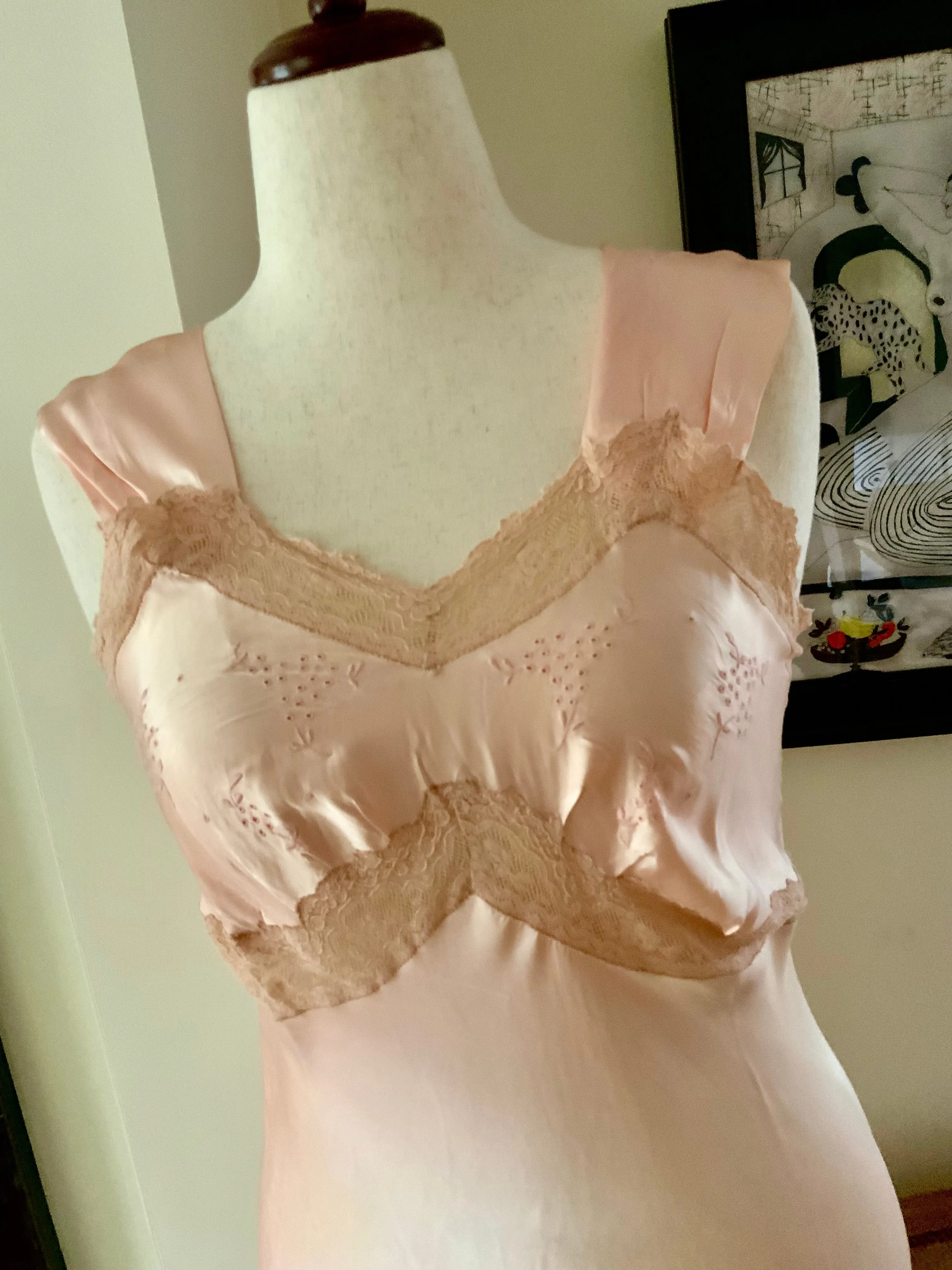 Satin Bridal Nightgown - 50s - M/L - 50AD