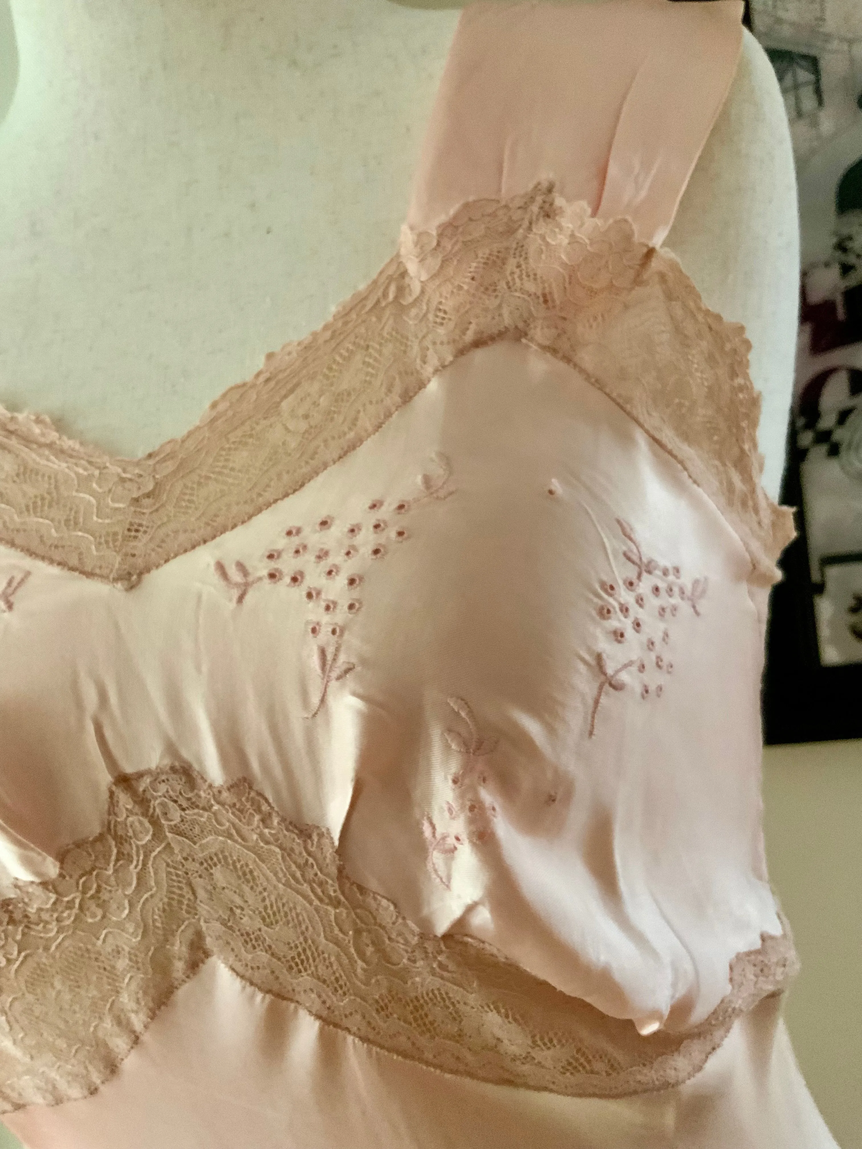 Satin Bridal Nightgown - 50s - M/L - 50AD