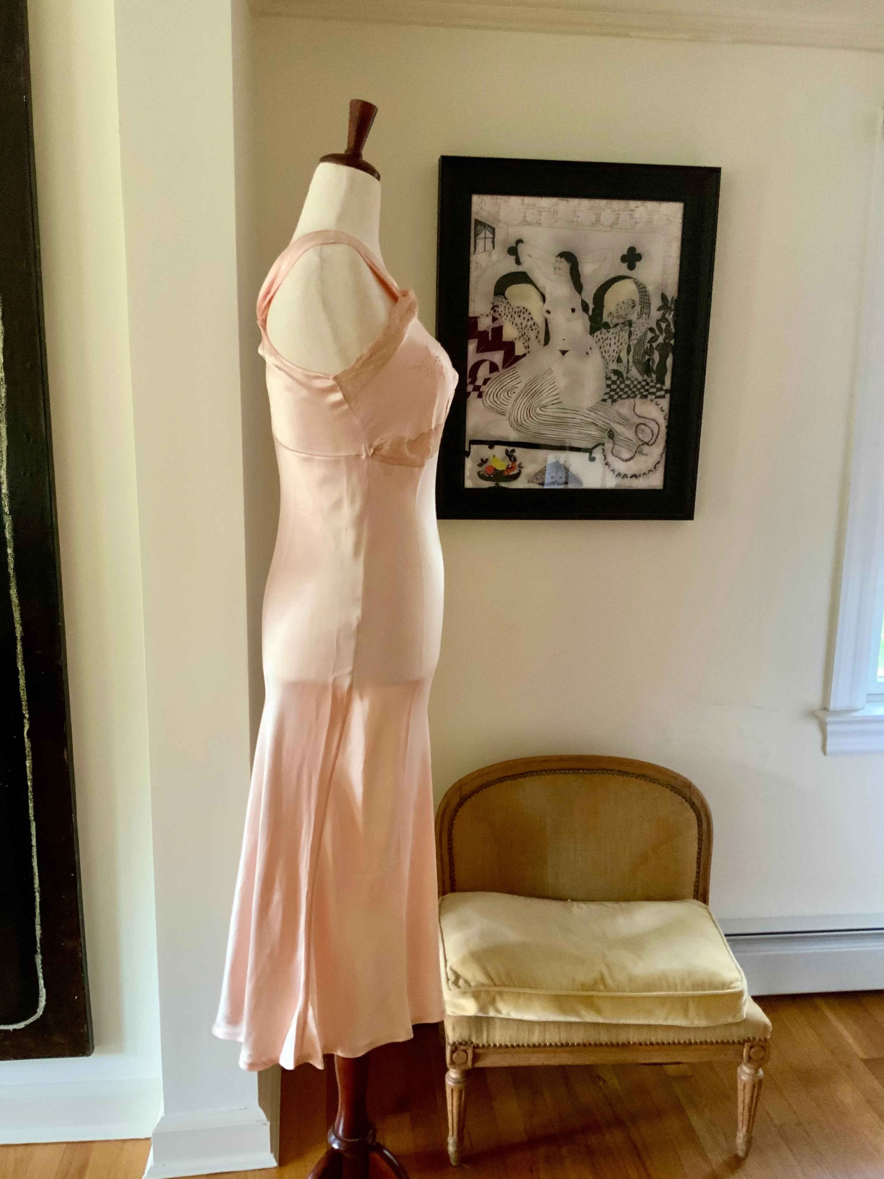 Satin Bridal Nightgown - 50s - M/L - 50AD