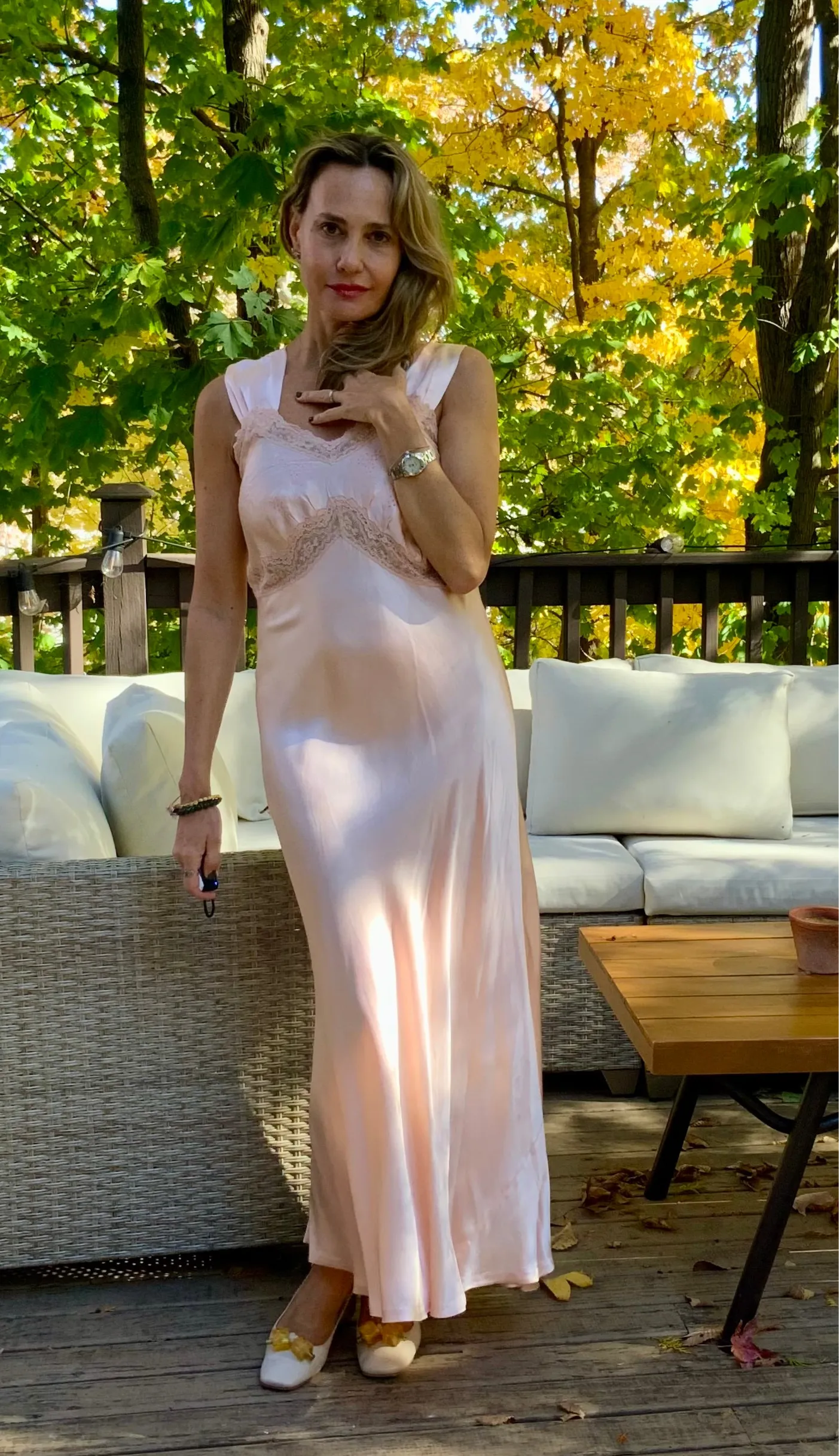 Satin Bridal Nightgown - 50s - M/L - 50AD