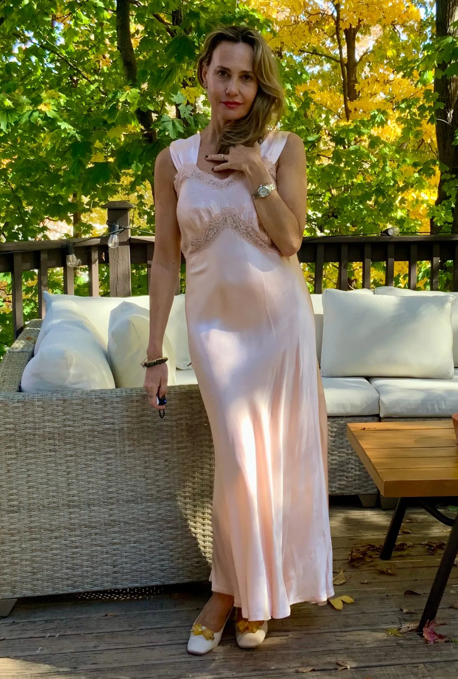 Satin Bridal Nightgown - 50s - M/L - 50AD