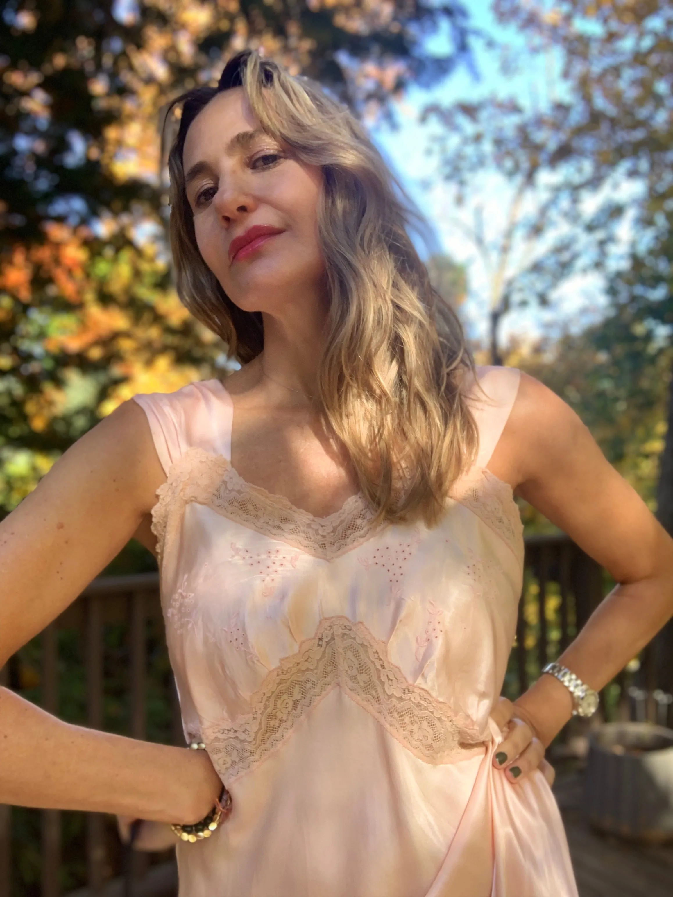 Satin Bridal Nightgown - 50s - M/L - 50AD