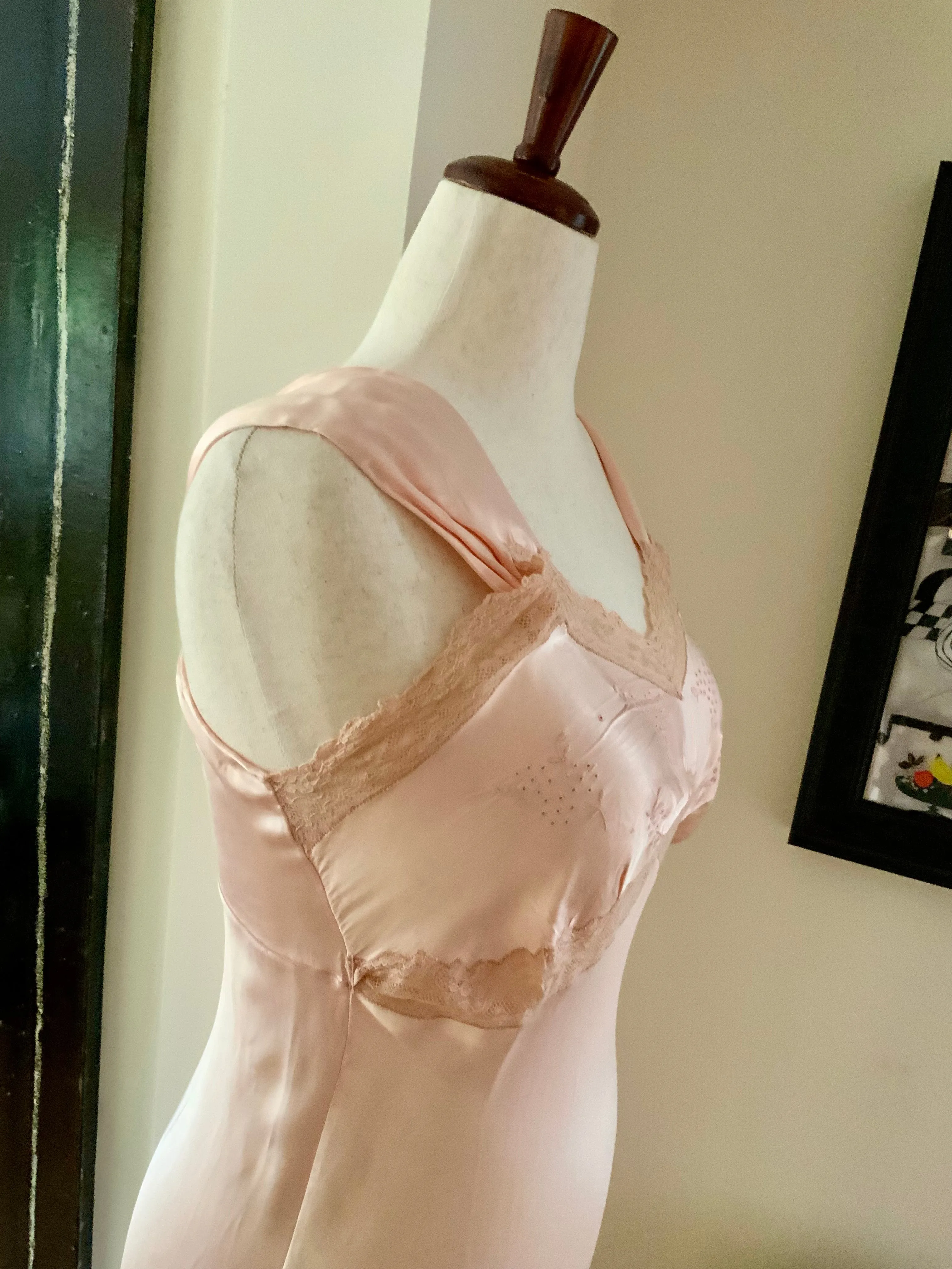 Satin Bridal Nightgown - 50s - M/L - 50AD
