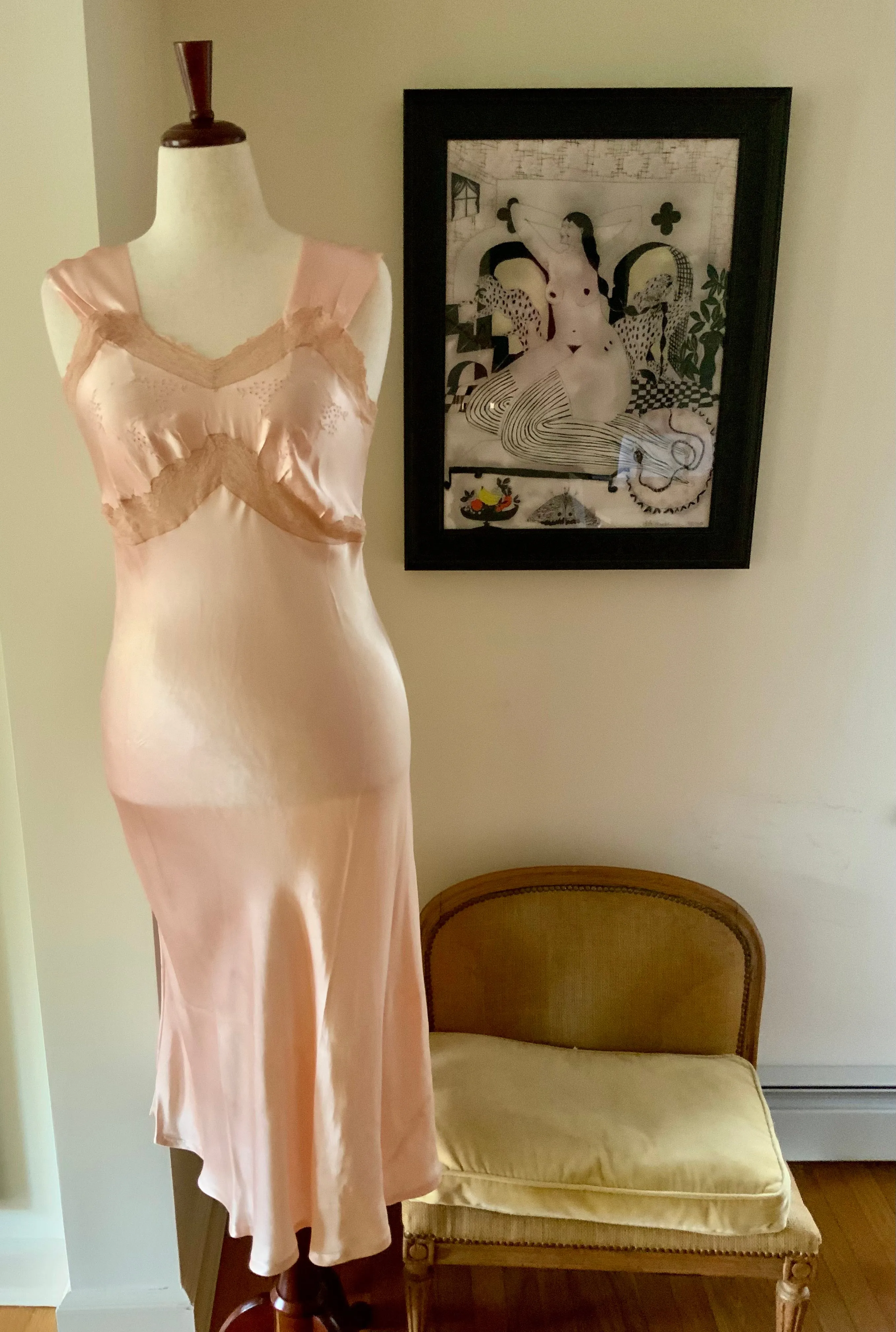 Satin Bridal Nightgown - 50s - M/L - 50AD
