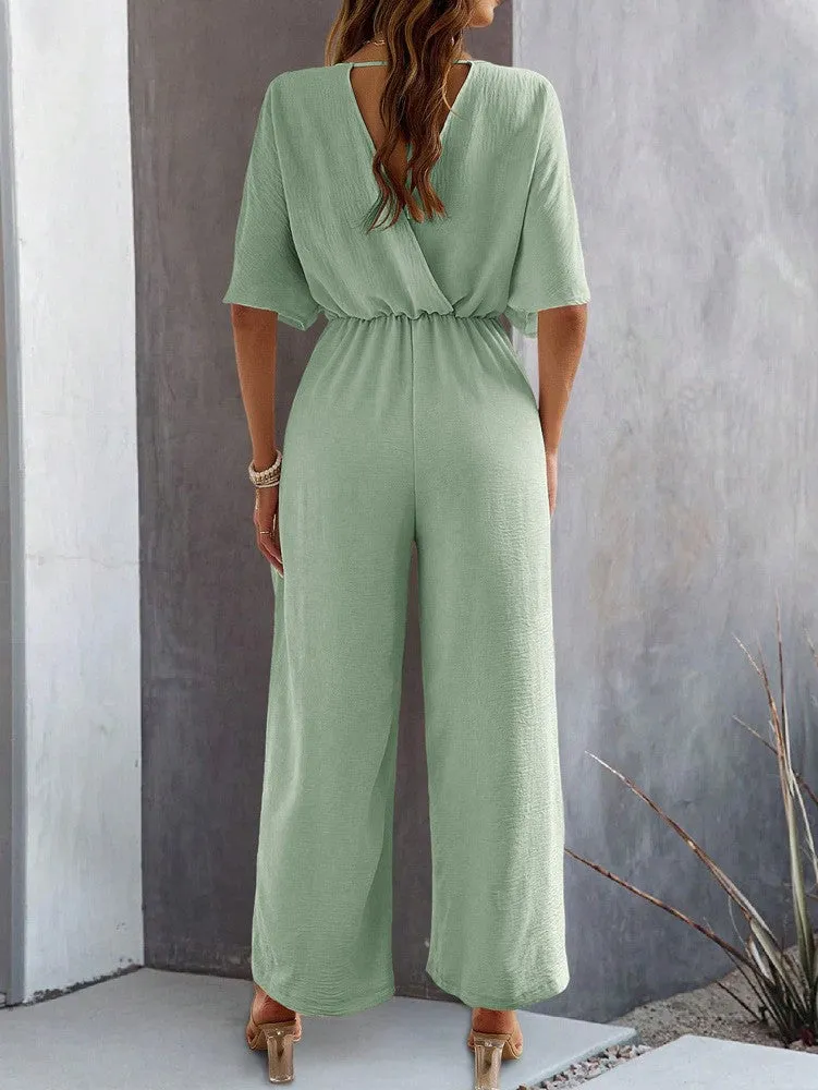 Sea Green Jumpsuit With Kimono Sleeve