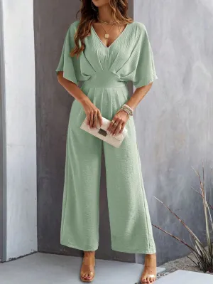 Sea Green Jumpsuit With Kimono Sleeve