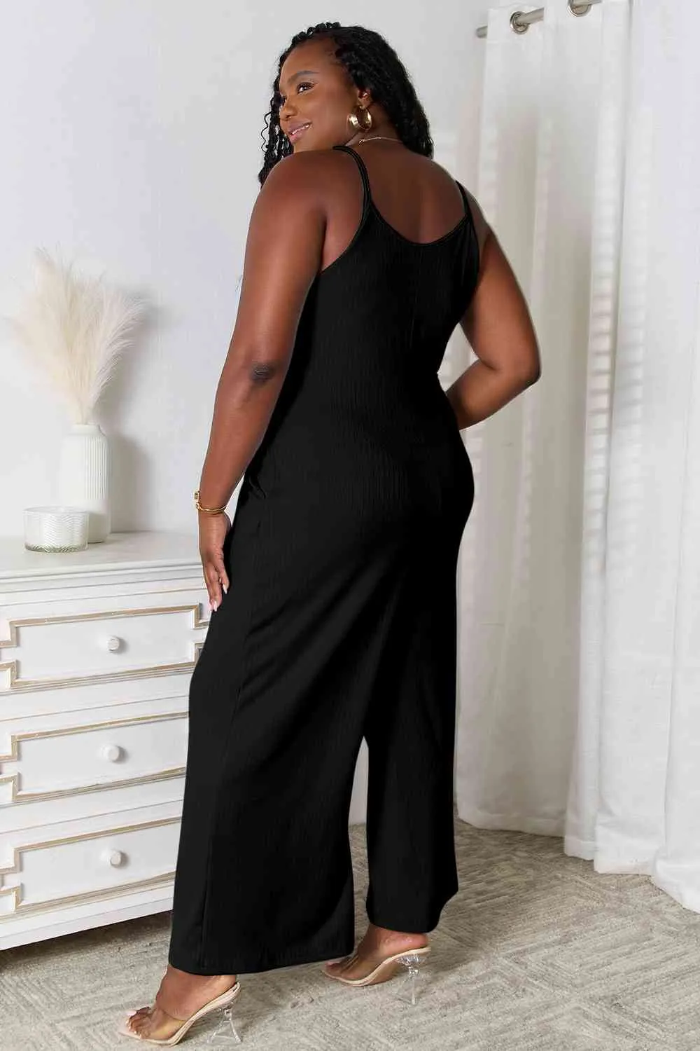 Serena Basic Bae Full Size Spaghetti Strap V-Neck Jumpsuit