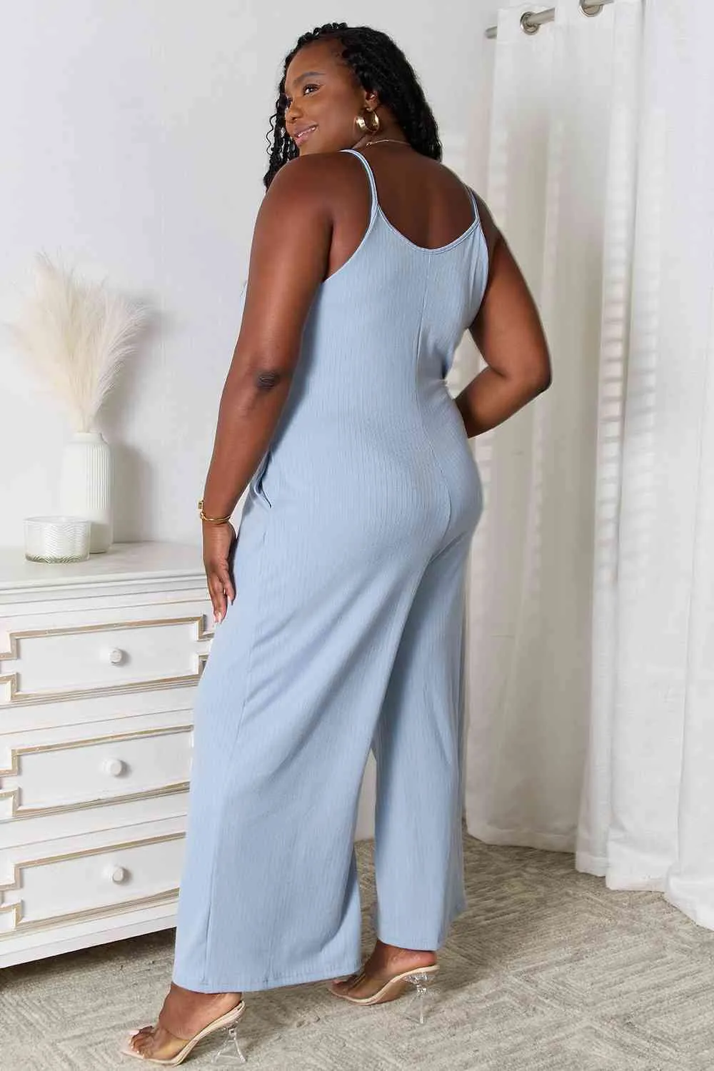 Serena Basic Bae Full Size Spaghetti Strap V-Neck Jumpsuit